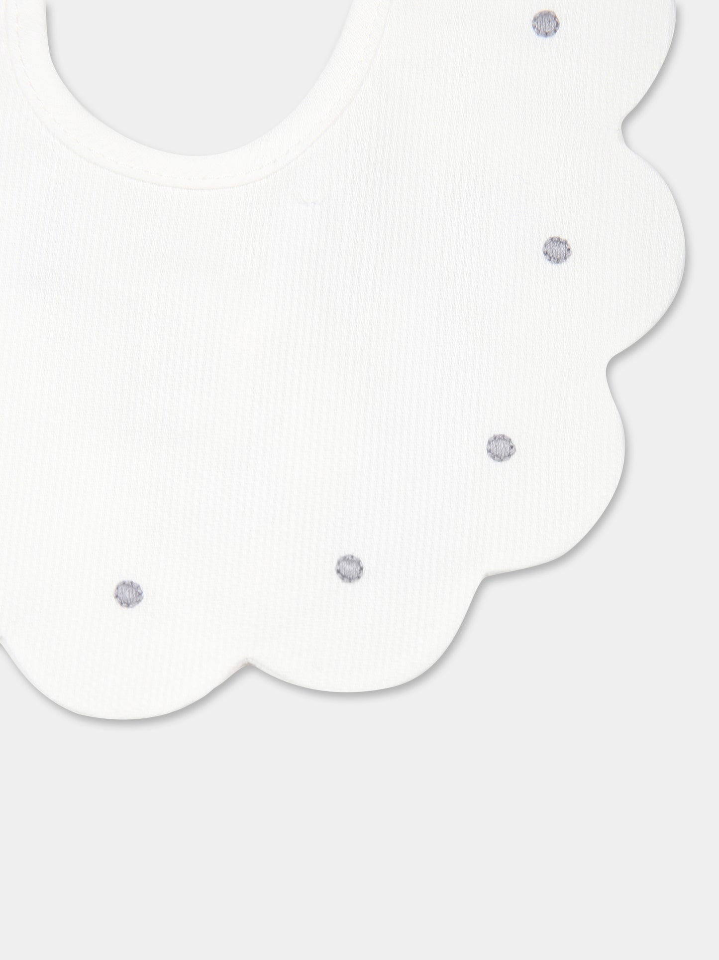 Bavaglino bianco per neonati con pois,Little Bear,2042 LATTE/GRIGIO