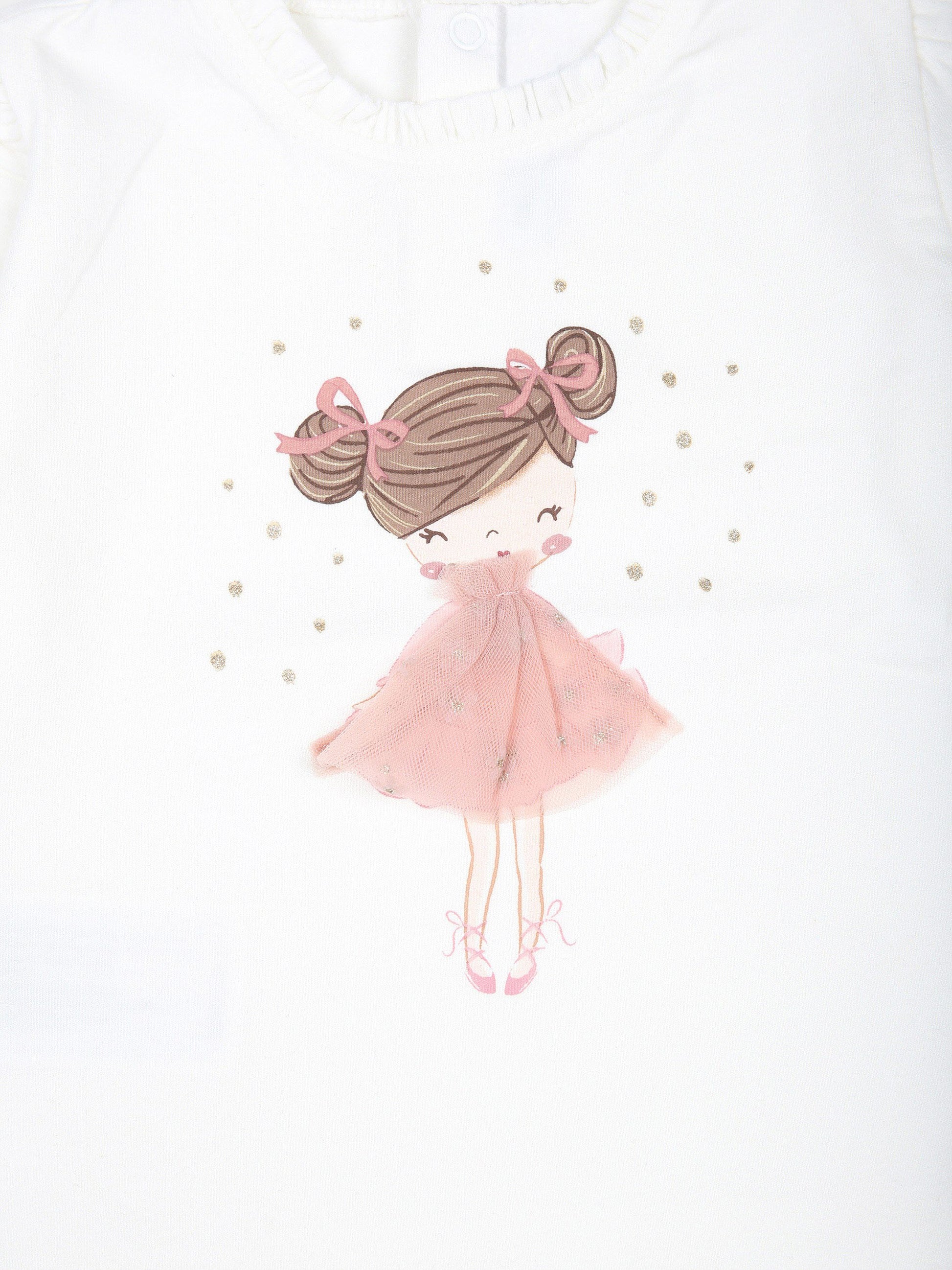 T-shirt avorio per neonata con stampa ballerina,Mayoral,2048 080