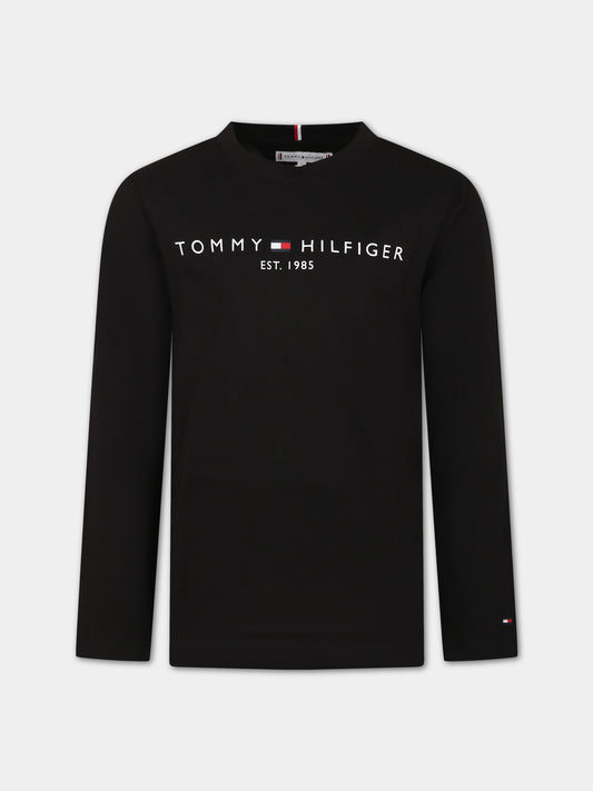 T-shirt nera per bambini con logo,Tommy Hilfiger Junior,23WMTHKS0KS00202T BDS