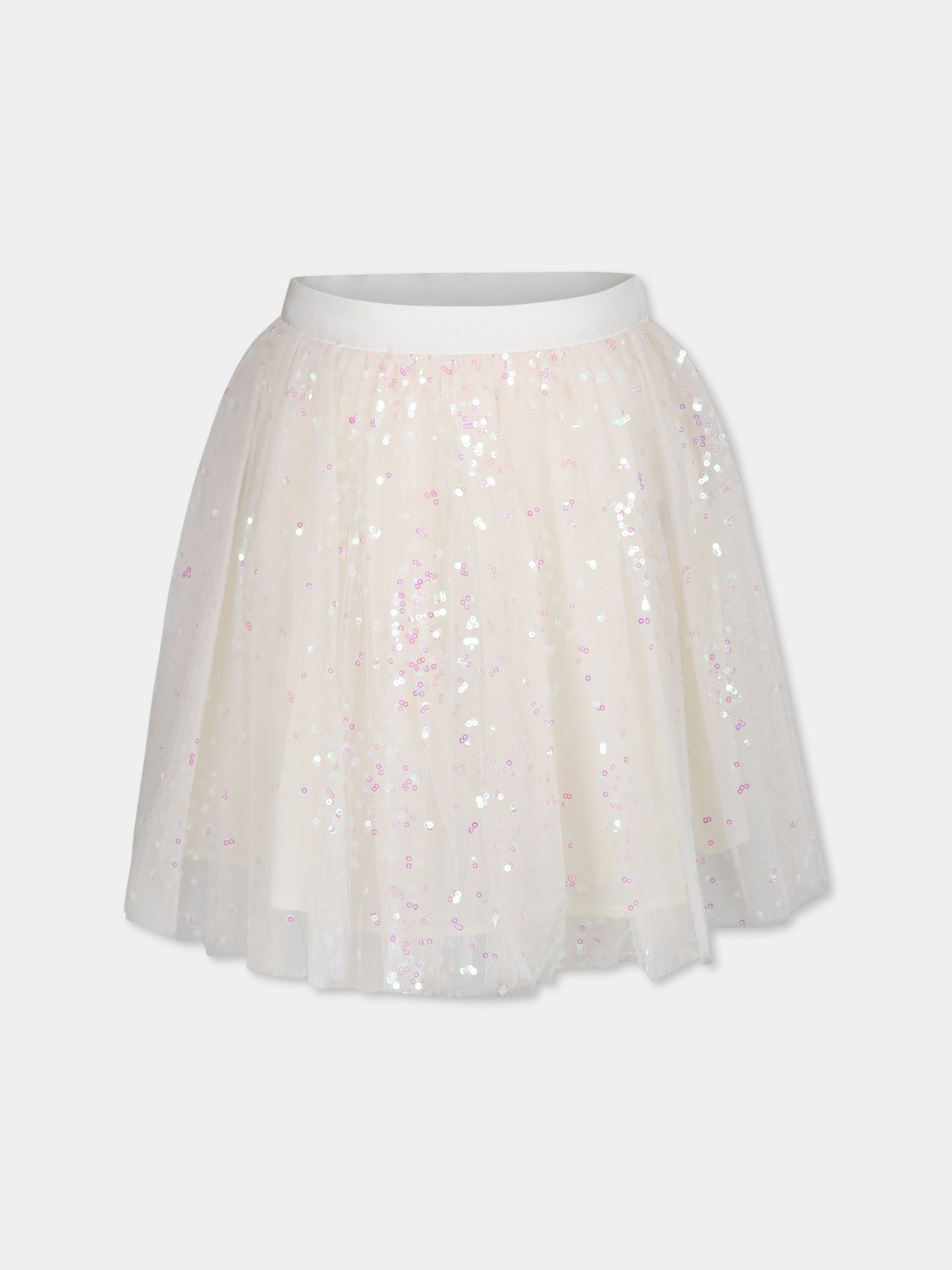 Gonna avorio per bambina con paillettes iridescenti,Bonpoint,W04GSKW00026 025