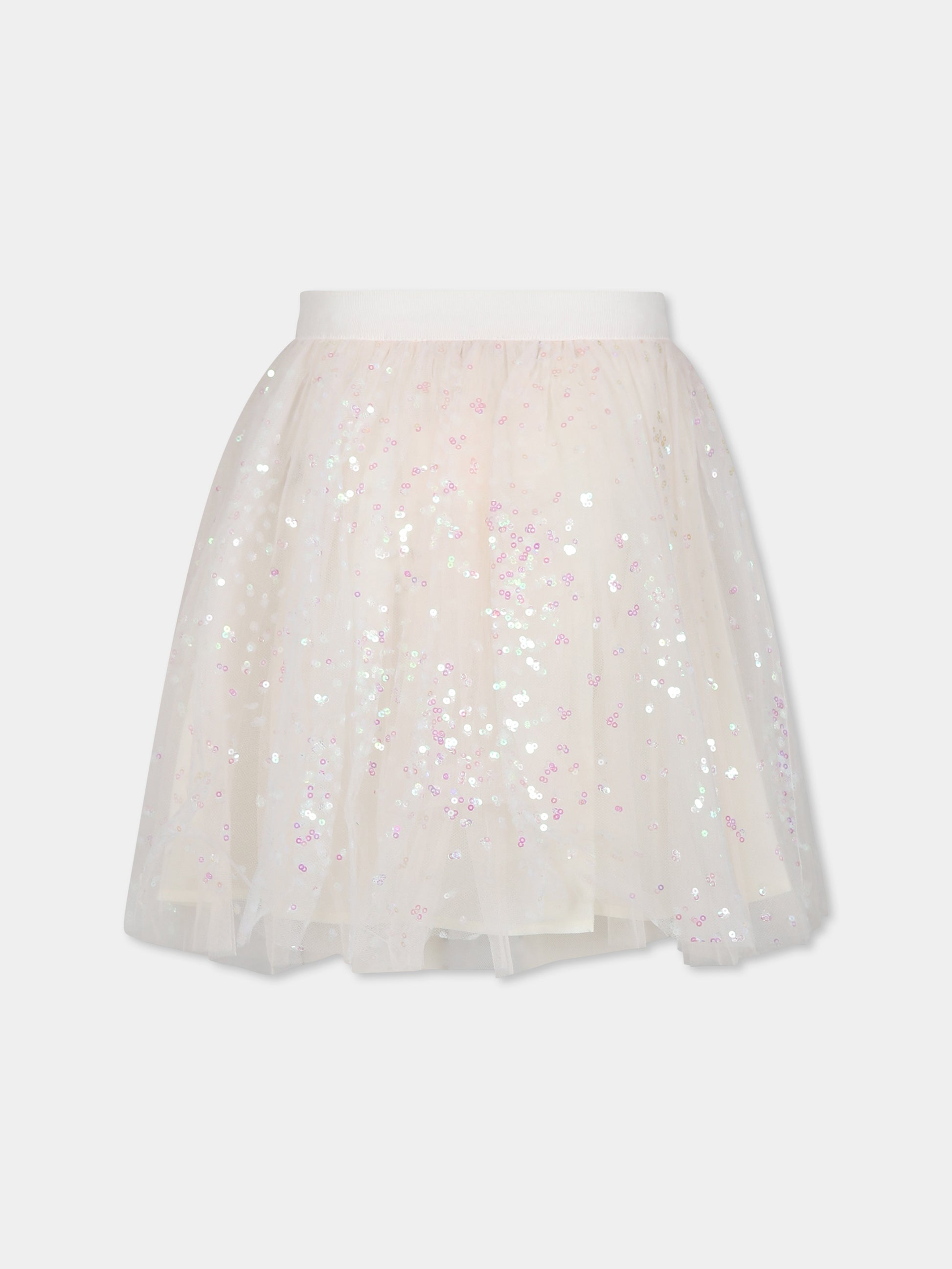 Gonna avorio per bambina con paillettes iridescenti,Bonpoint,W04GSKW00026 025