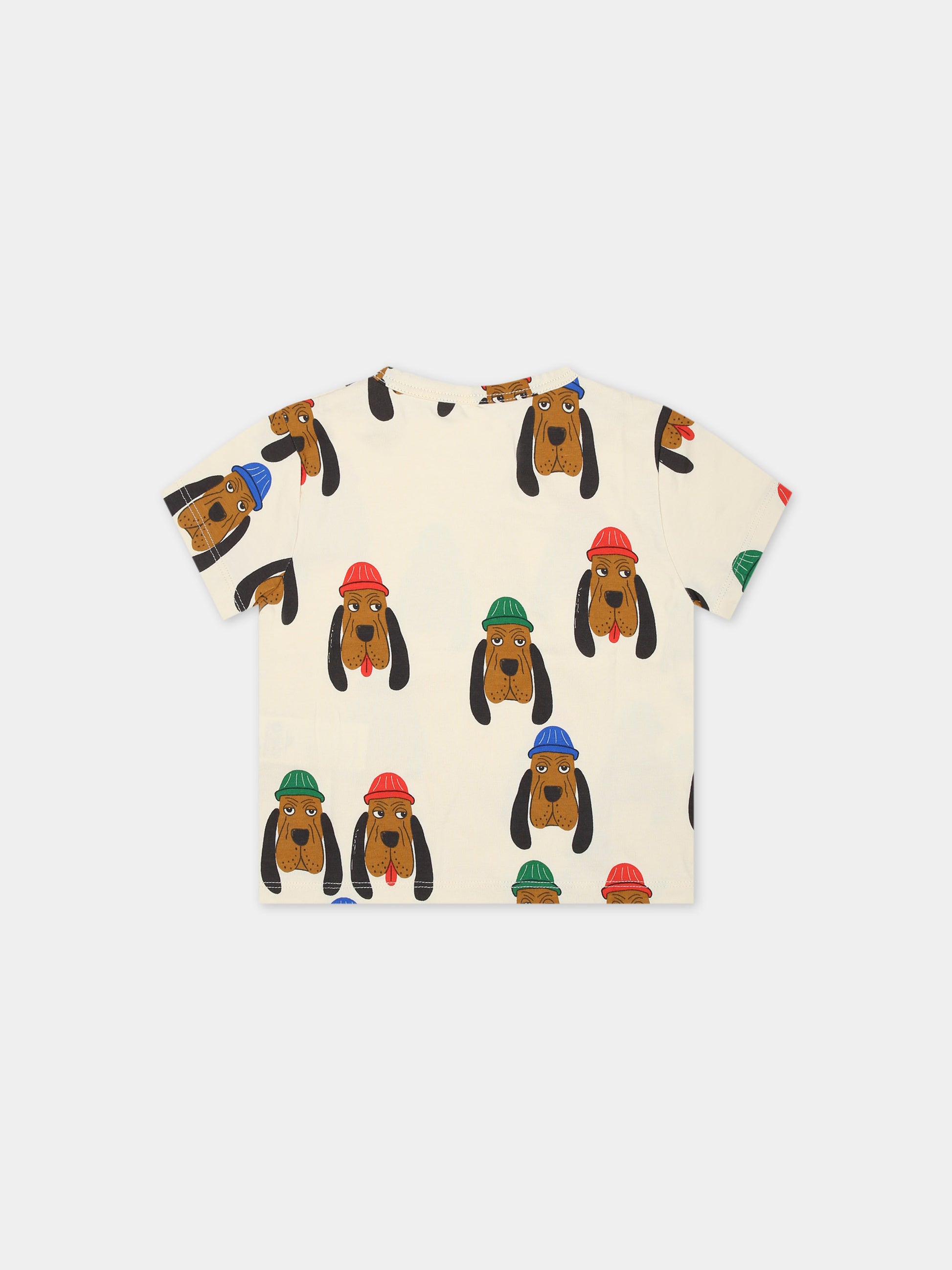 T-shirt avorio per neonati con cani,Mini Rodini,2412011211