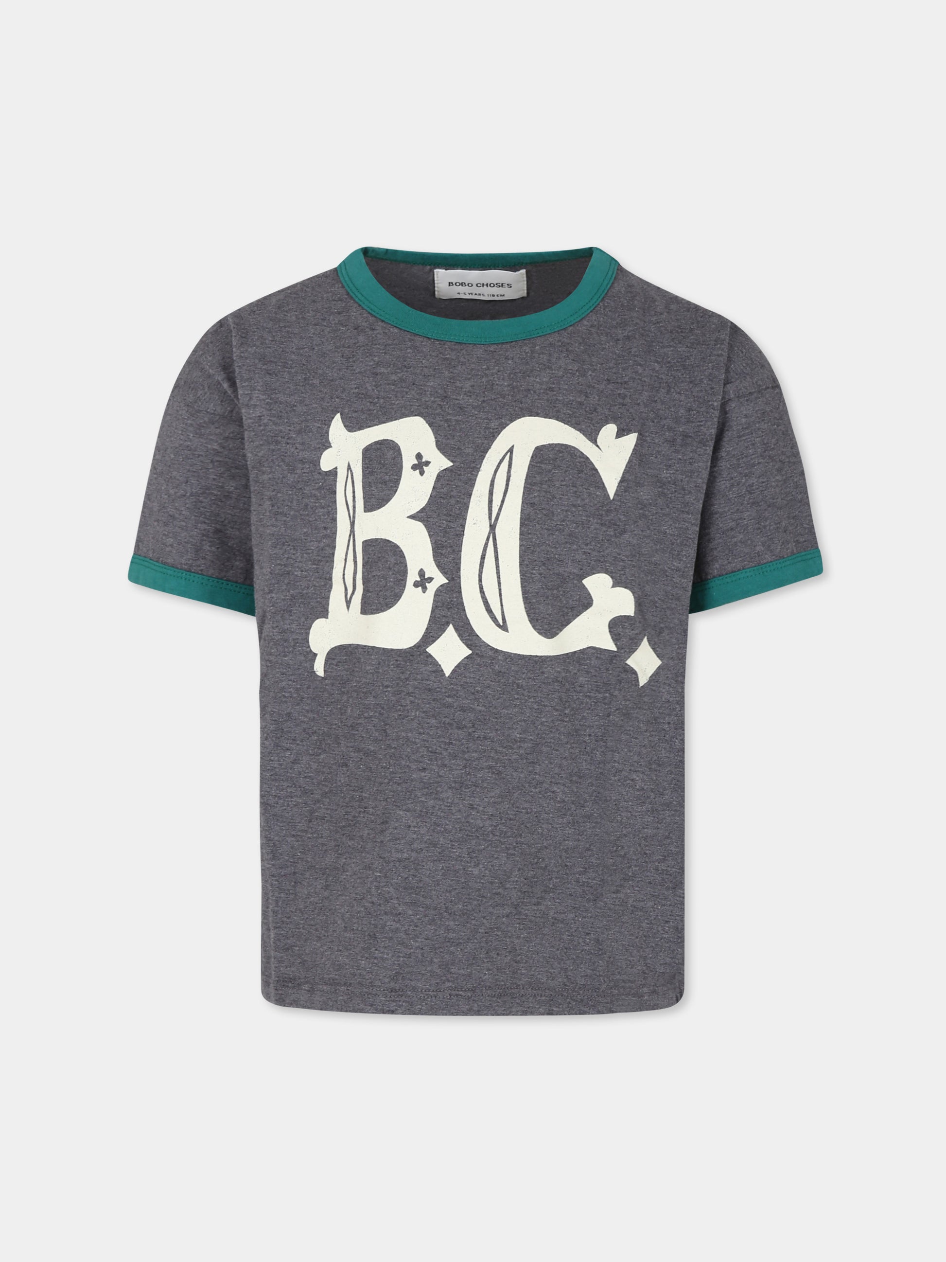 T-shirt grigia per bambini con logo,Bobo Choses,B224AC003