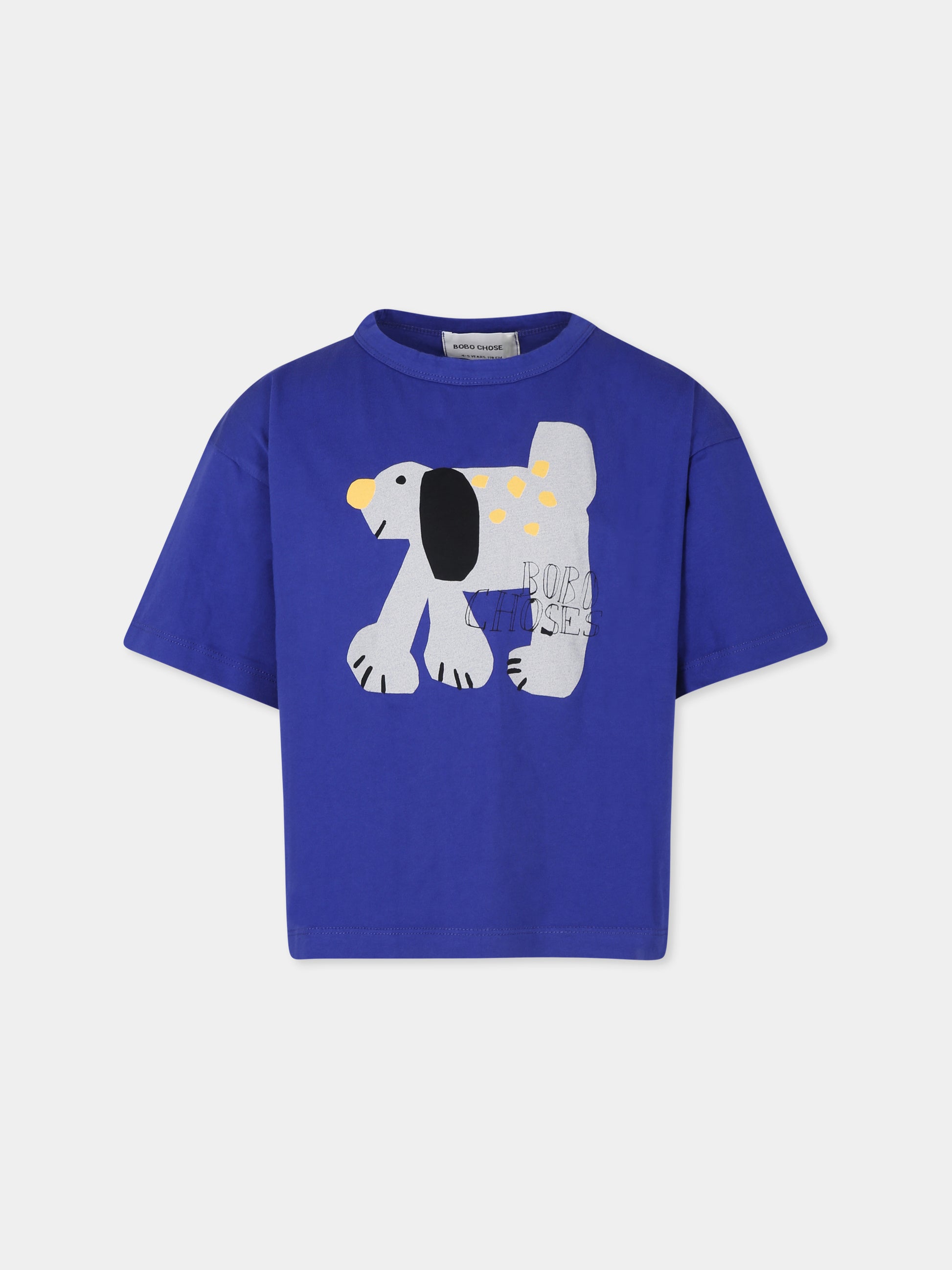 T-shirt blu per bambini con cane,Bobo Choses,B224AC001