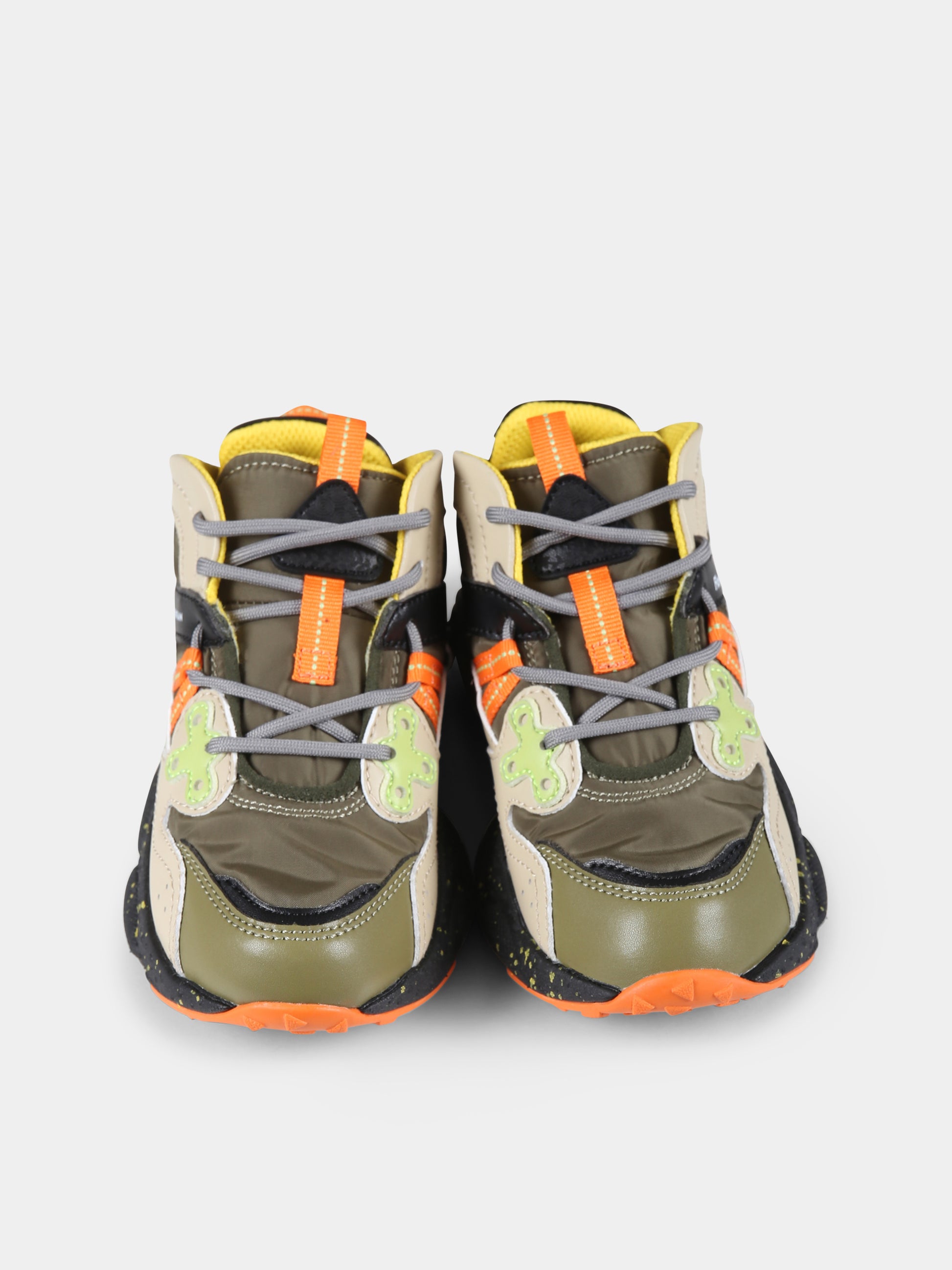 Sneakers Yamano verdi per bambino con logo,Flower Mountain,2F04 001 2018658 02