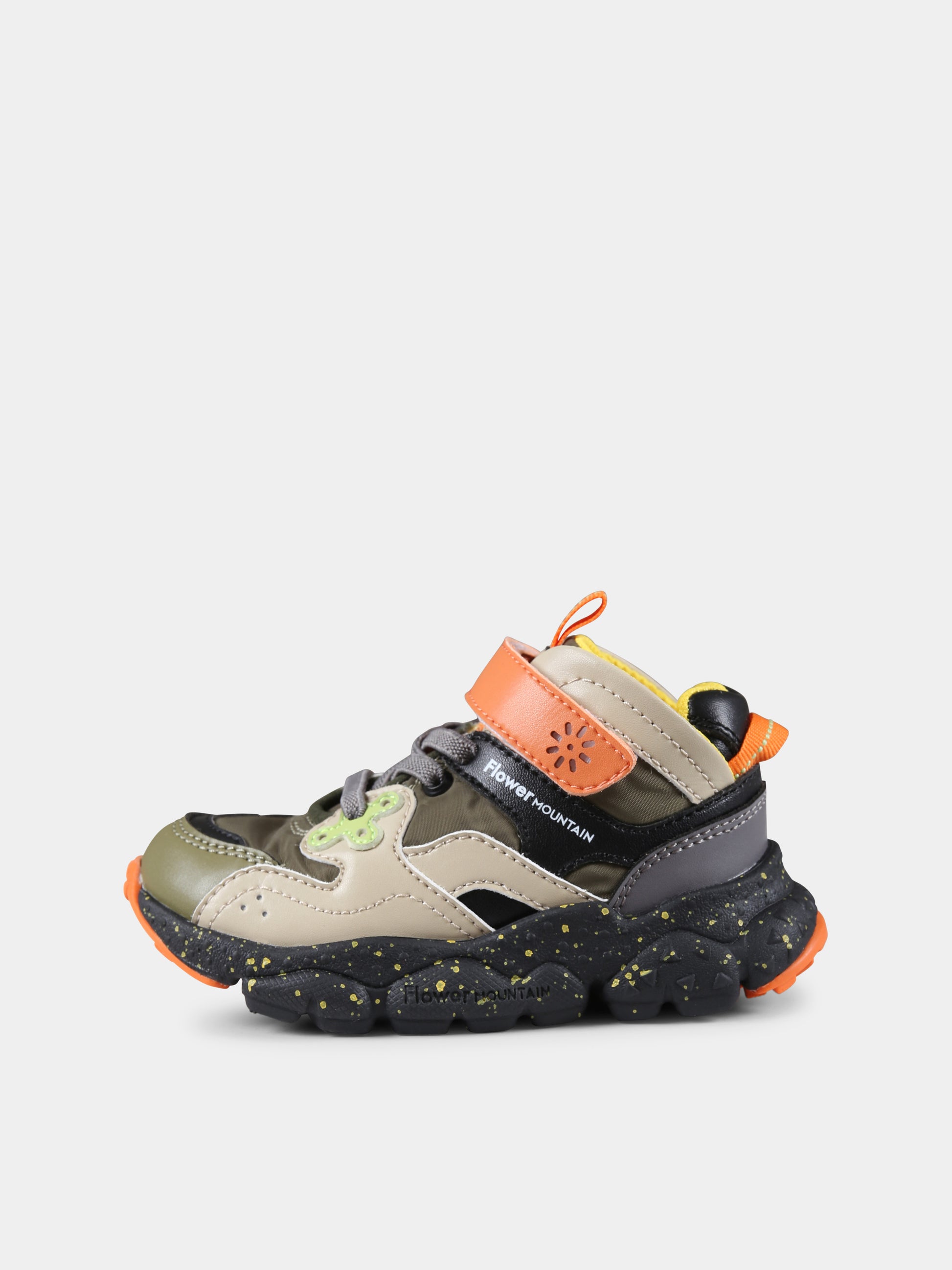 Sneakers Yamano verdi per bambino con logo,Flower Mountain,2F04 001 2018659 02