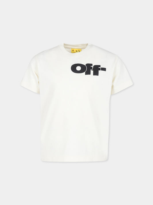 T-shirt avorio per bambino con logo,Off White,OBAA002F24JER0080310