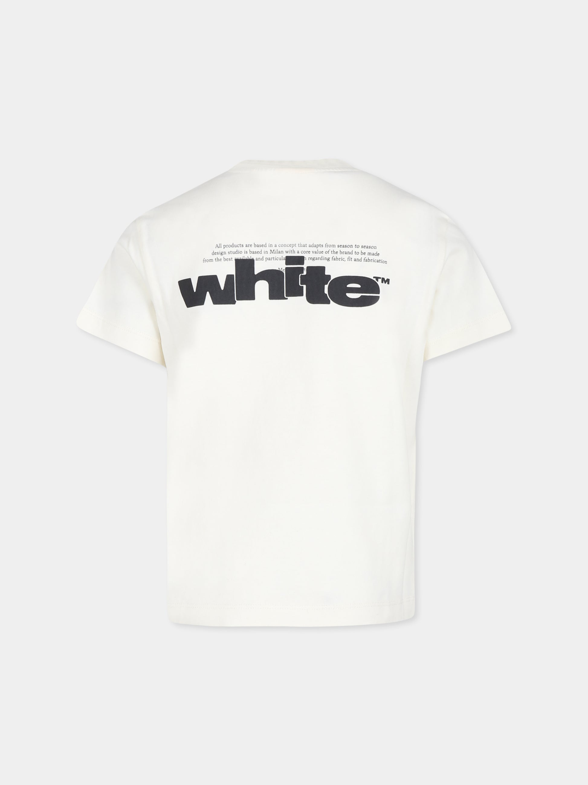 T-shirt avorio per bambino con logo,Off White,OBAA002F24JER0080310