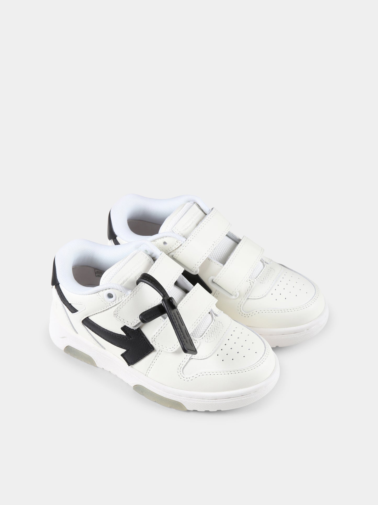 Sneakers Out of Office bianche per bambino con iconica freccia,Off White,OBIA008C99LEA0020110