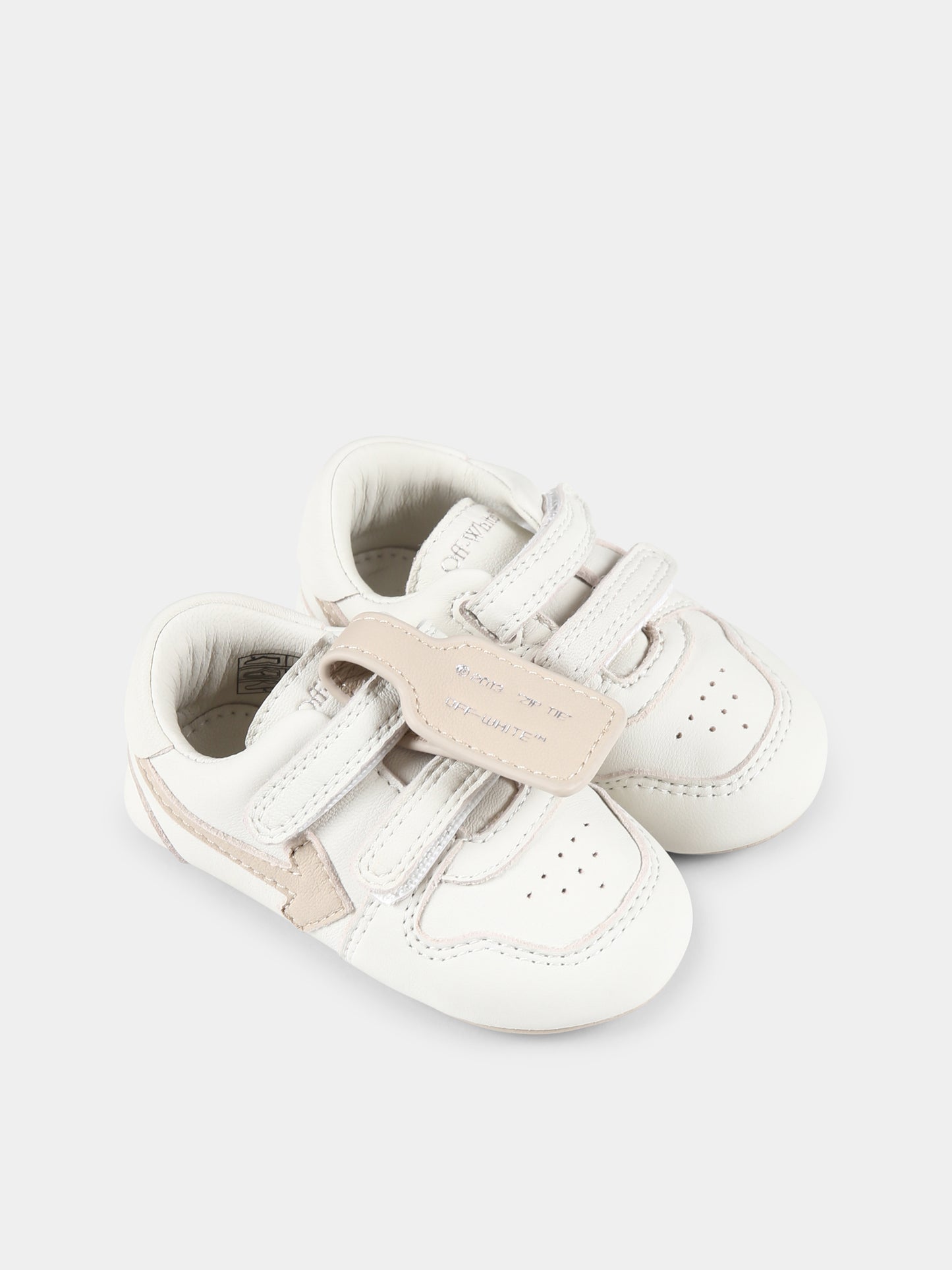 Sneakers bianche per neonato con freccia,Off White,OBIX001F24LEA0020117