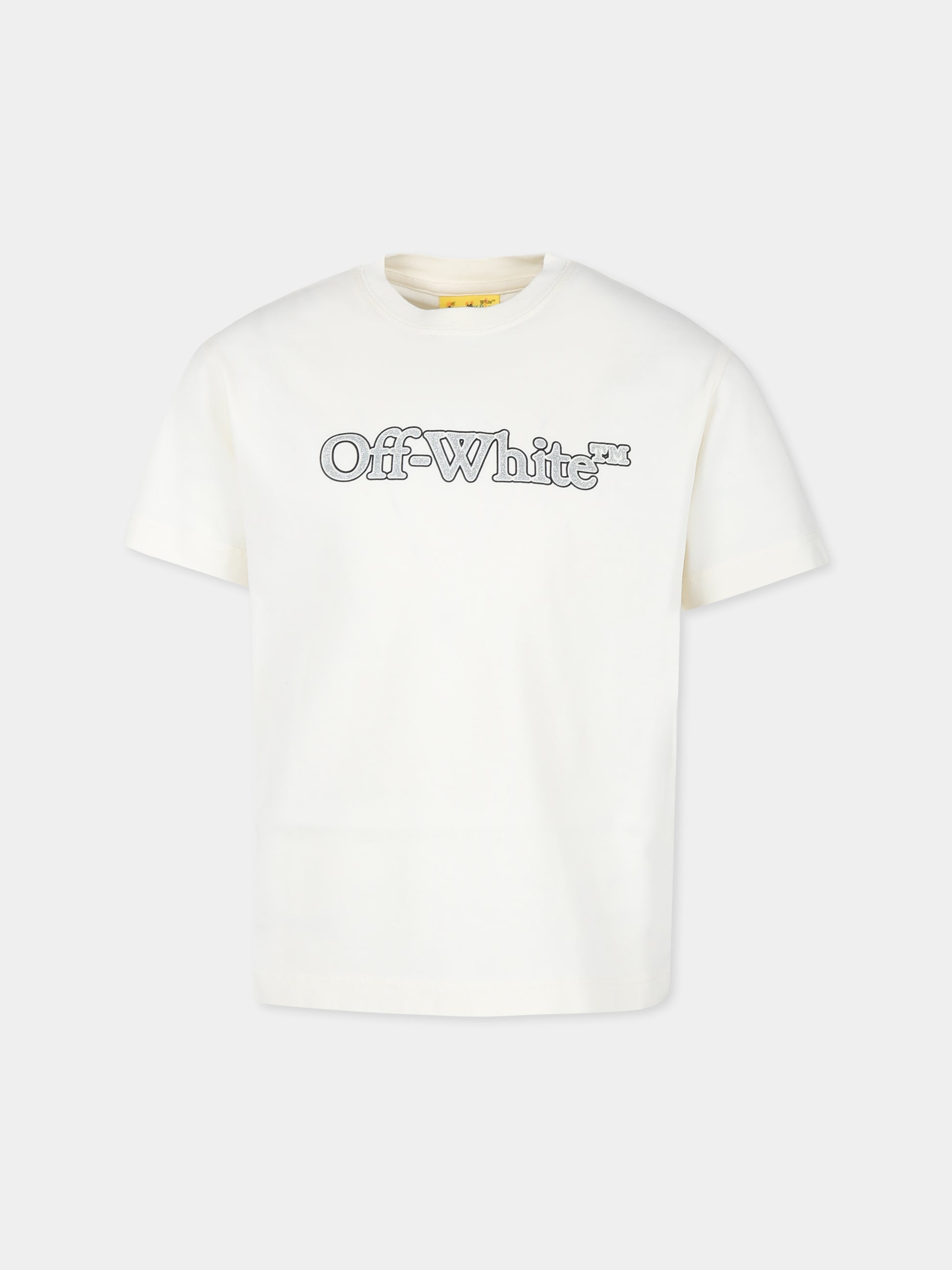 T-shirt avorio per bambina con logo,Off White,OGAA001F24JER0070383