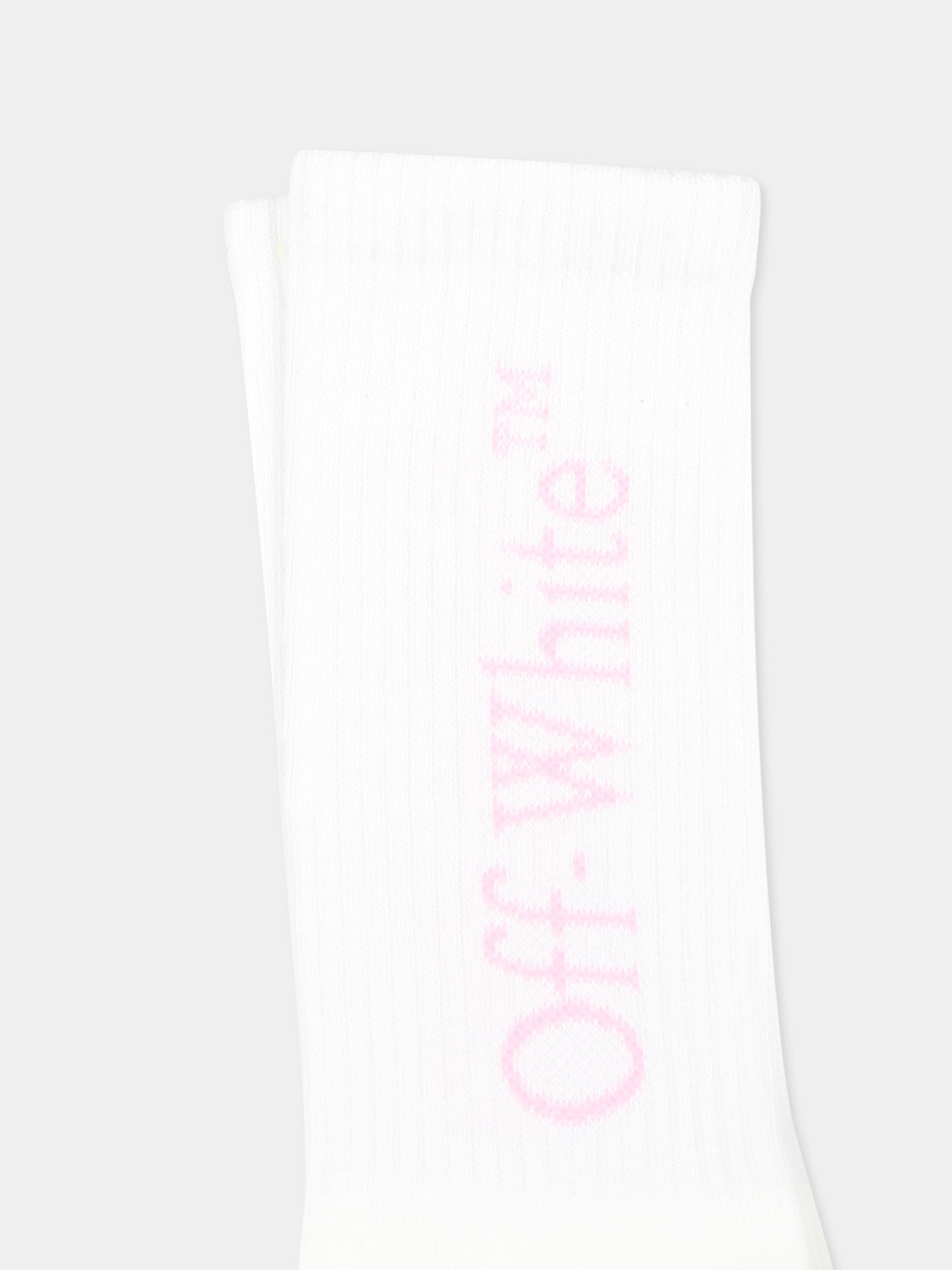 Calze bianche per bambina con logo,Off White,OGRA003F24KNI001013C