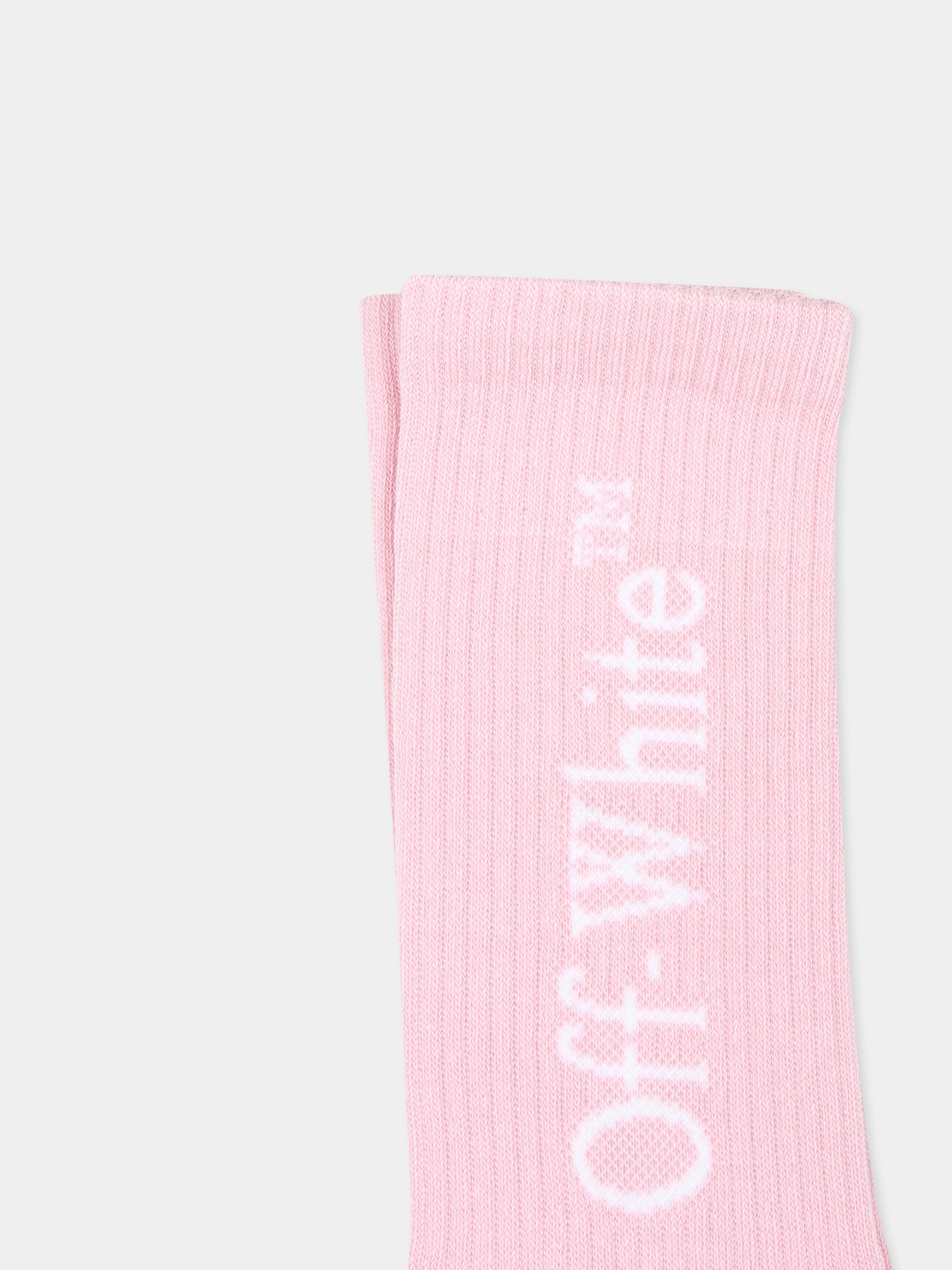 Calze rosa per bambina con logo,Off White,OGRA003F24KNI0013001