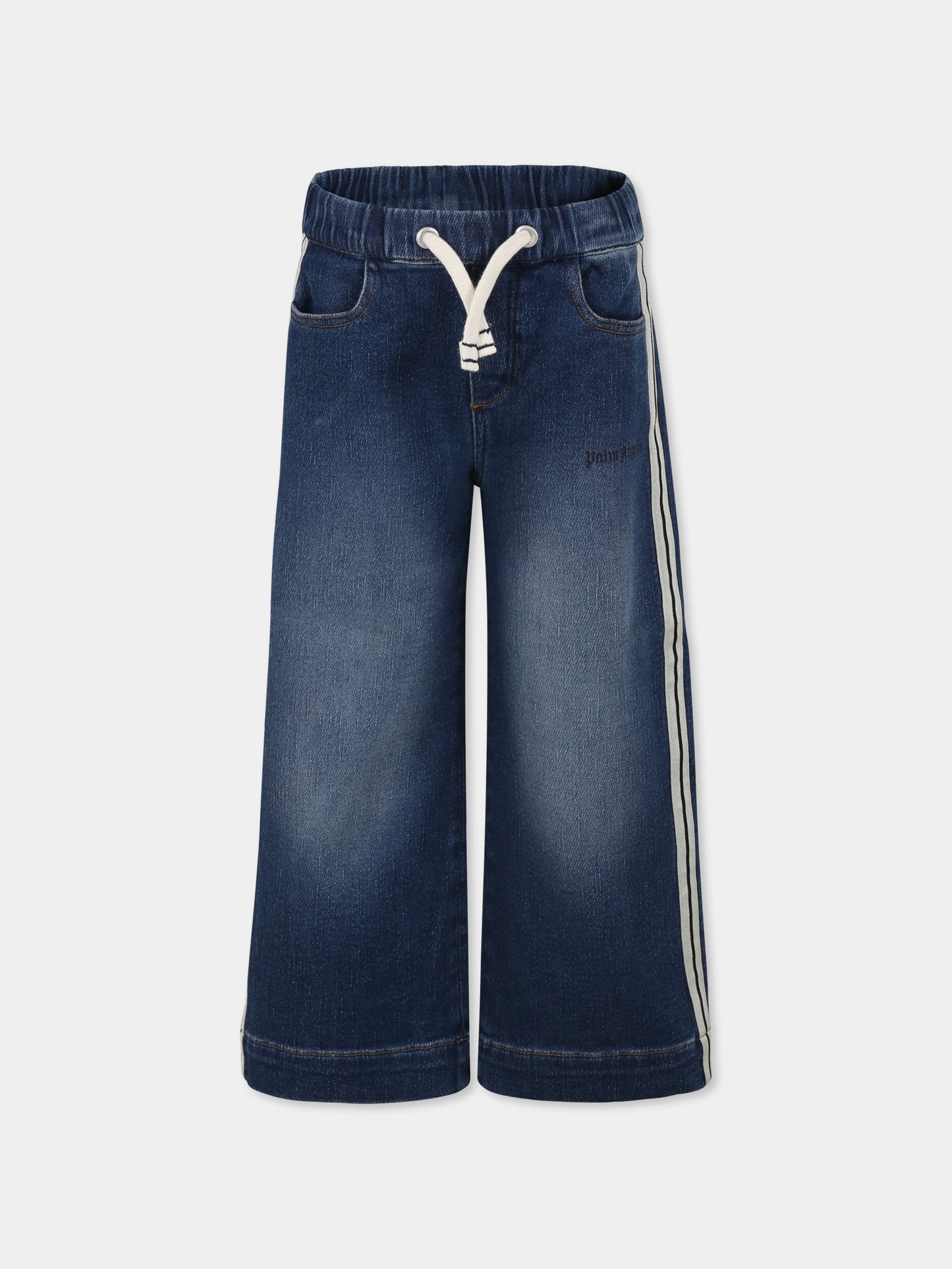 Jeans blu per bambina con logo,Palm Angels,PGYB003F24DEN0014545