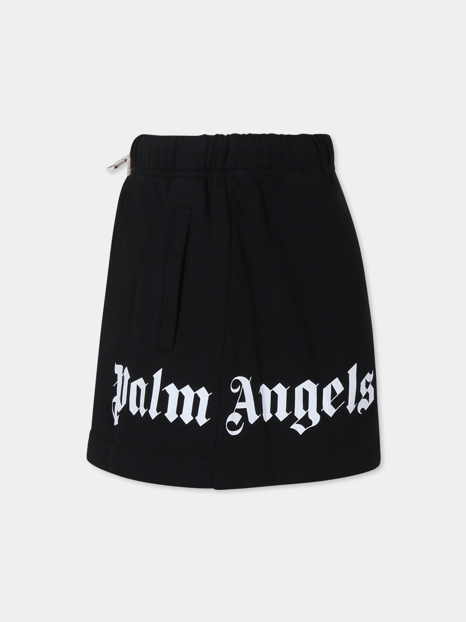 Gonna nera per bambina con logo,Palm Angels,PGCK001C99FLE0011001