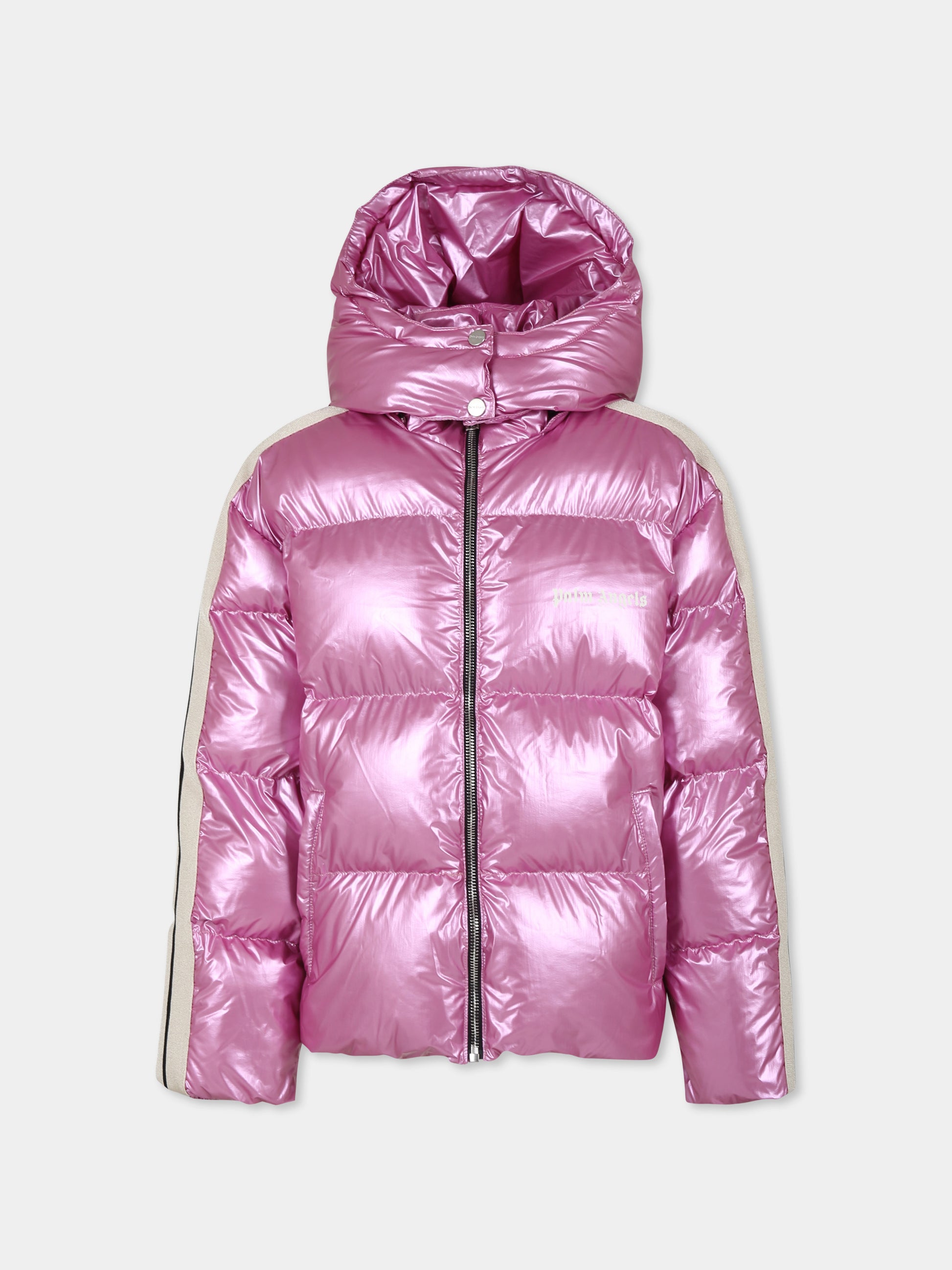 Piumino rosa per bambina con logo,Palm Angels,PGEJ002F24FAB0033003
