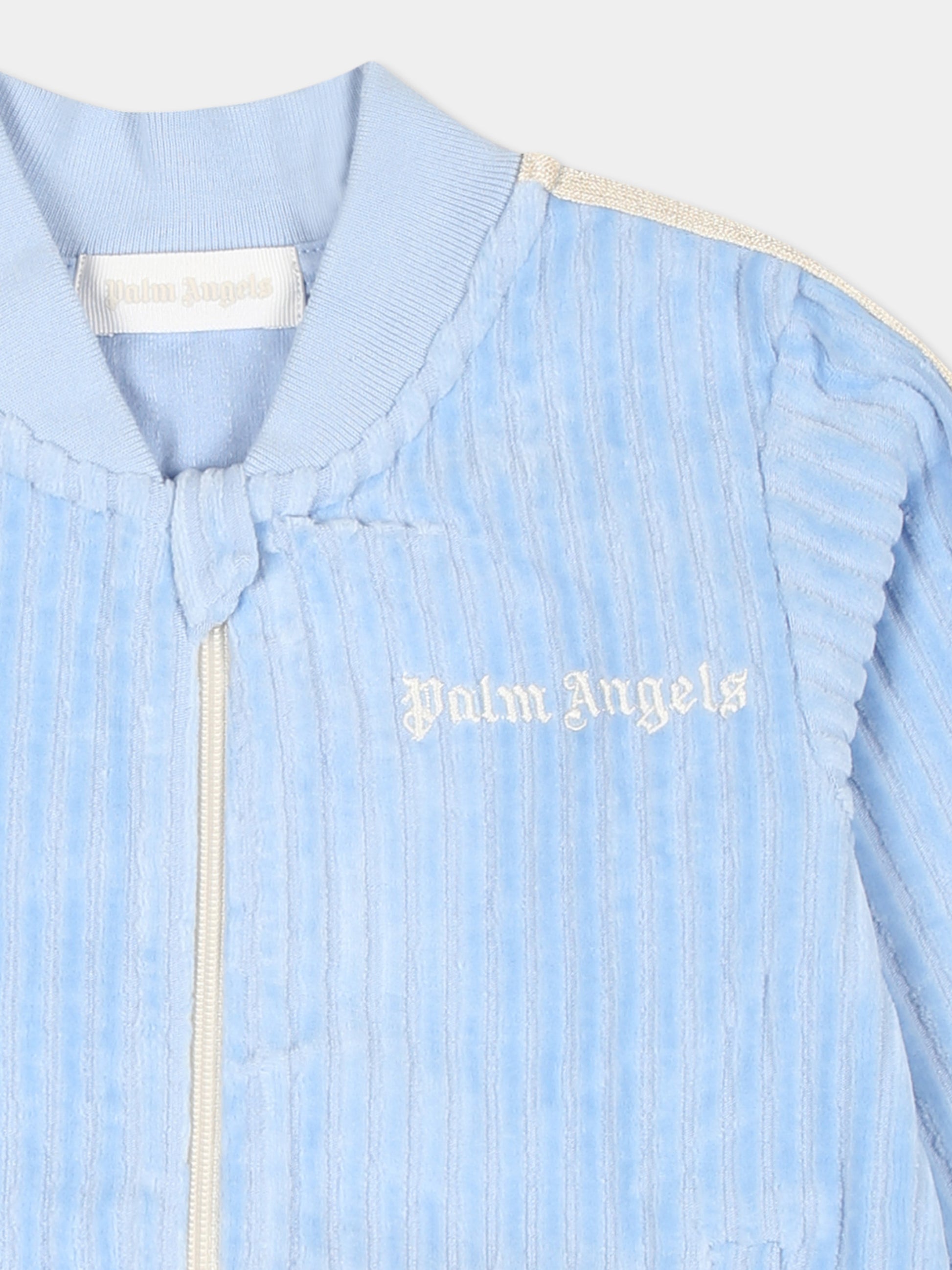 Felpa celeste per neonato con logo,Palm Angels,PB3X002F24FLE0014003