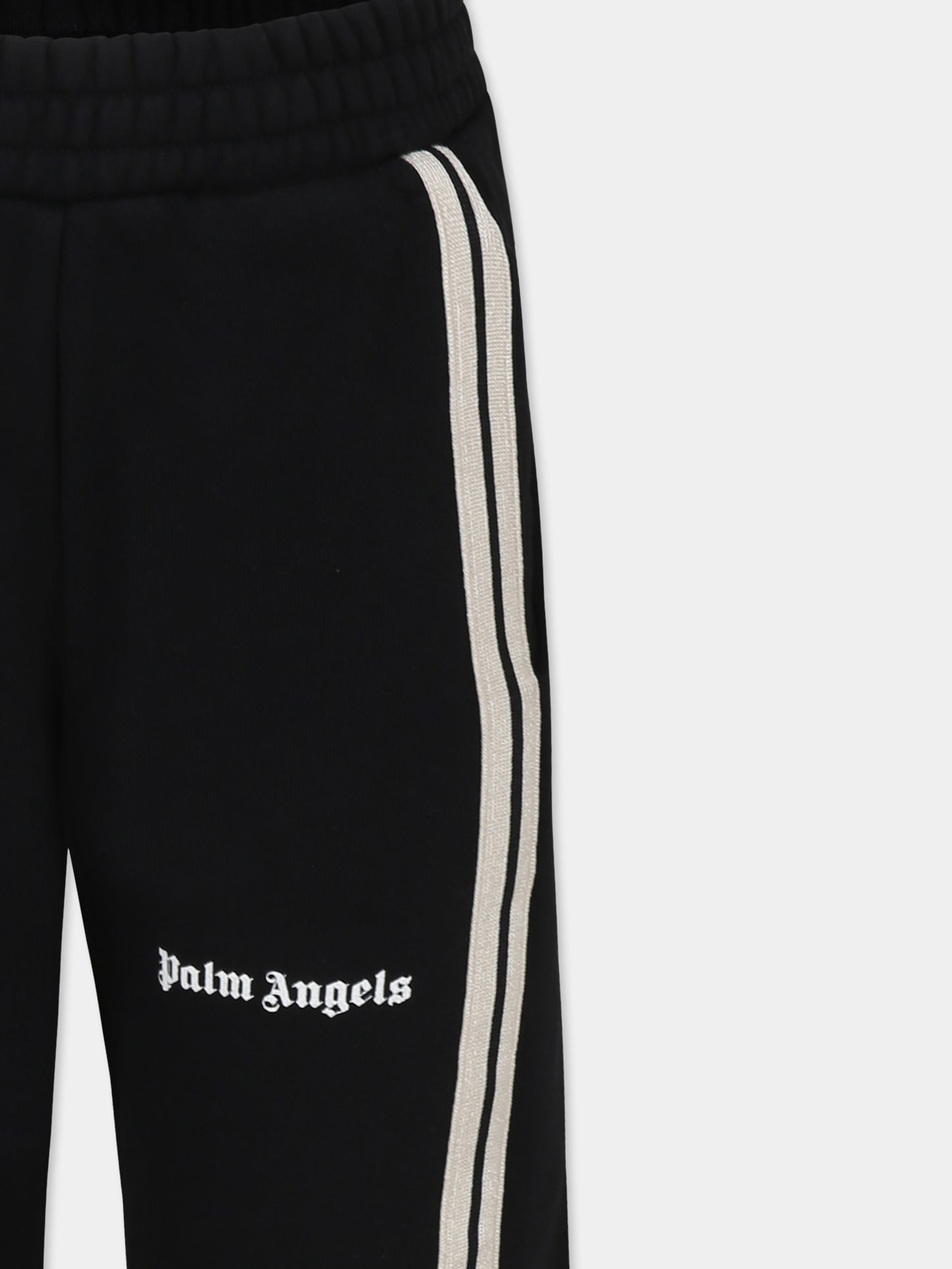 Pantaloni neri per bambino con logo bianco,Palm Angels,PBCH012F24FLE0011003