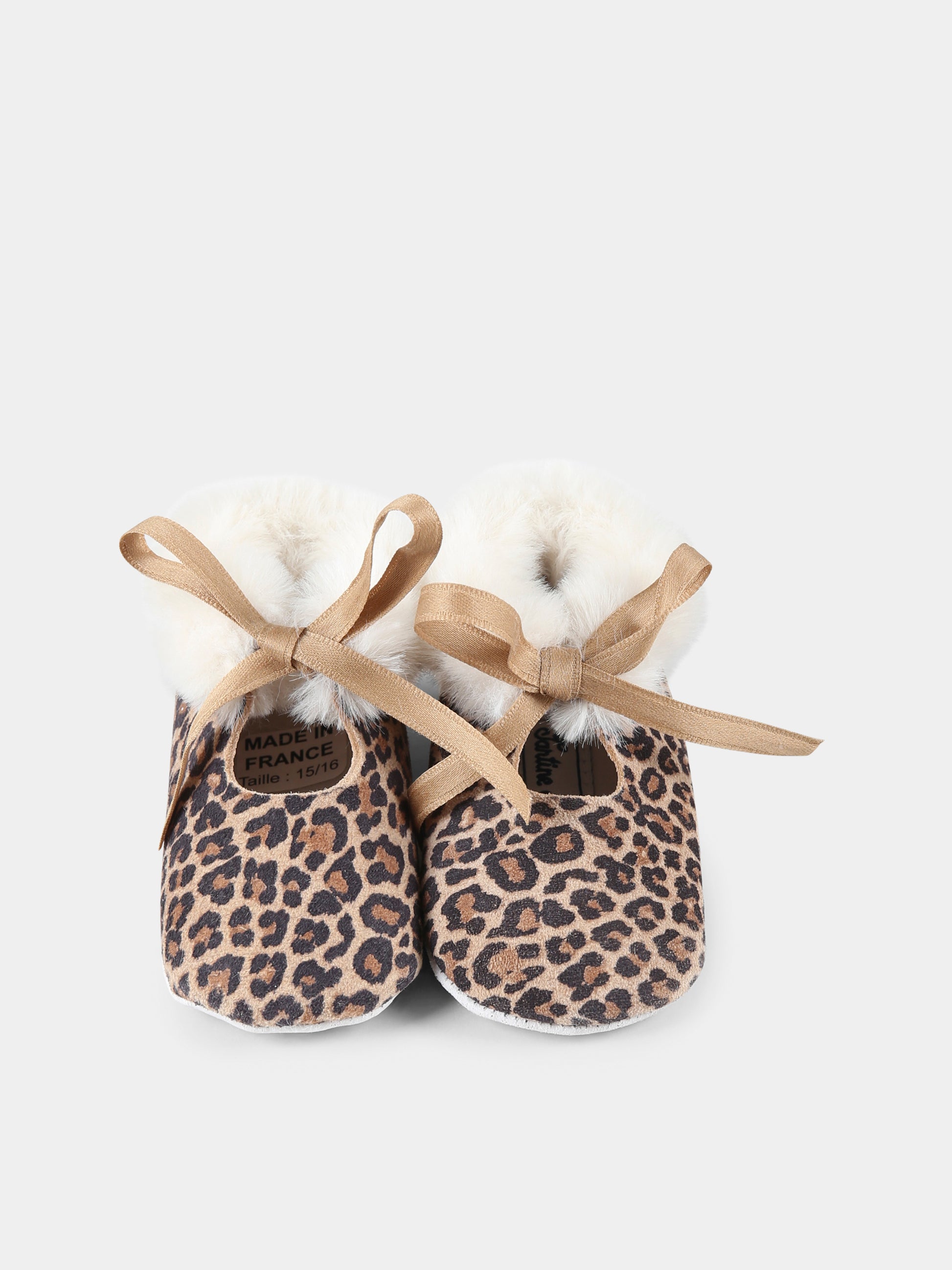 Ballerine marroni per neonata con stampa leopardata,Tartine Et Chocolat,TZ80001 1724H