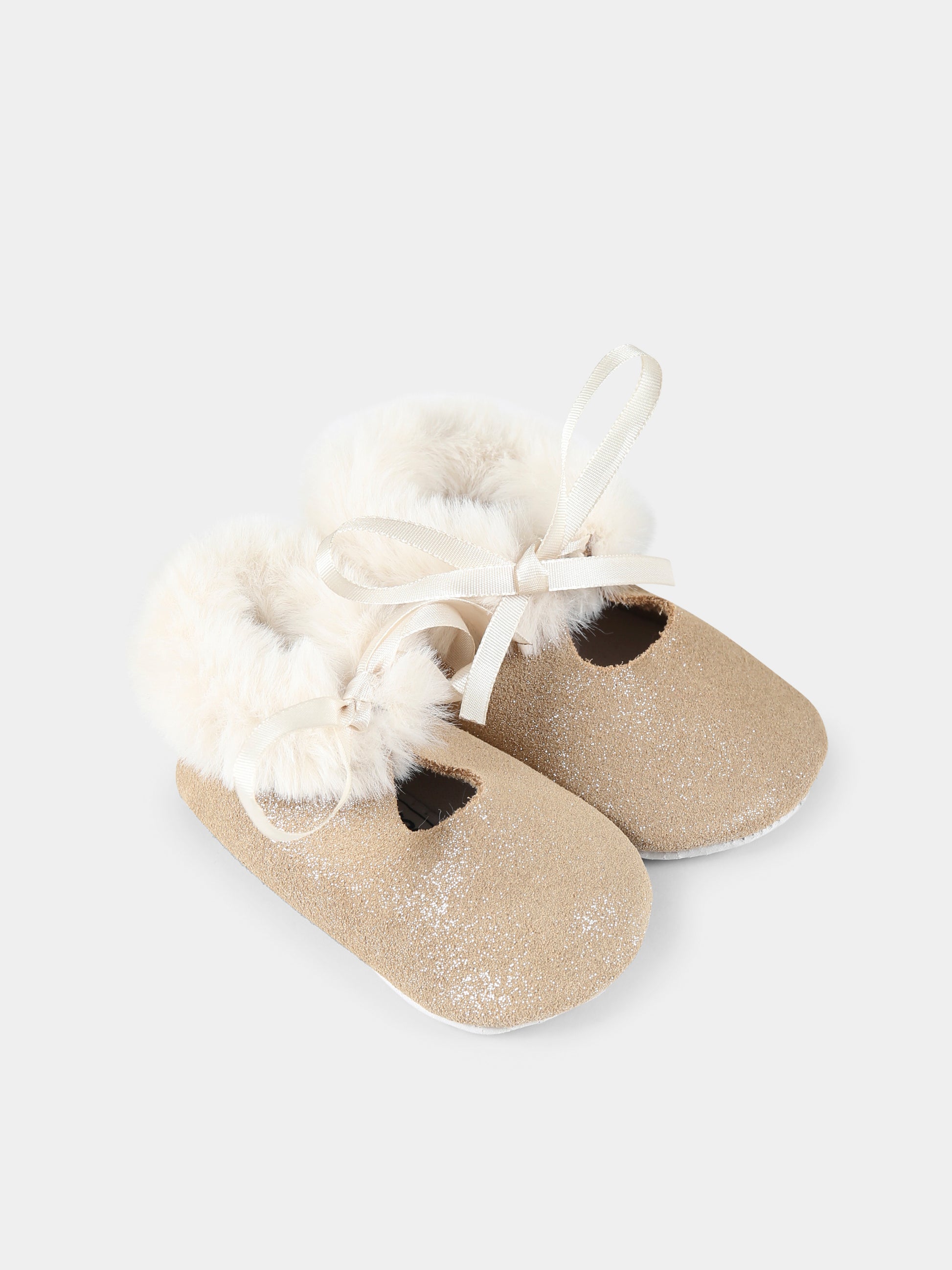 Ballerine oro per neonata con lurex,Tartine Et Chocolat,TZ80001 7424H