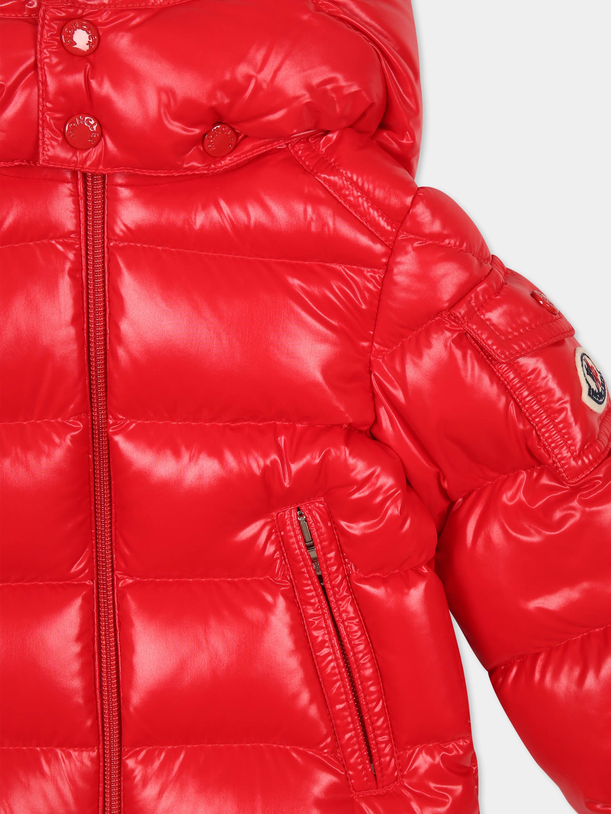 Piumino Maya rosso per neonati con patch logato,Moncler Kids,J2951 1A00027 68950 455