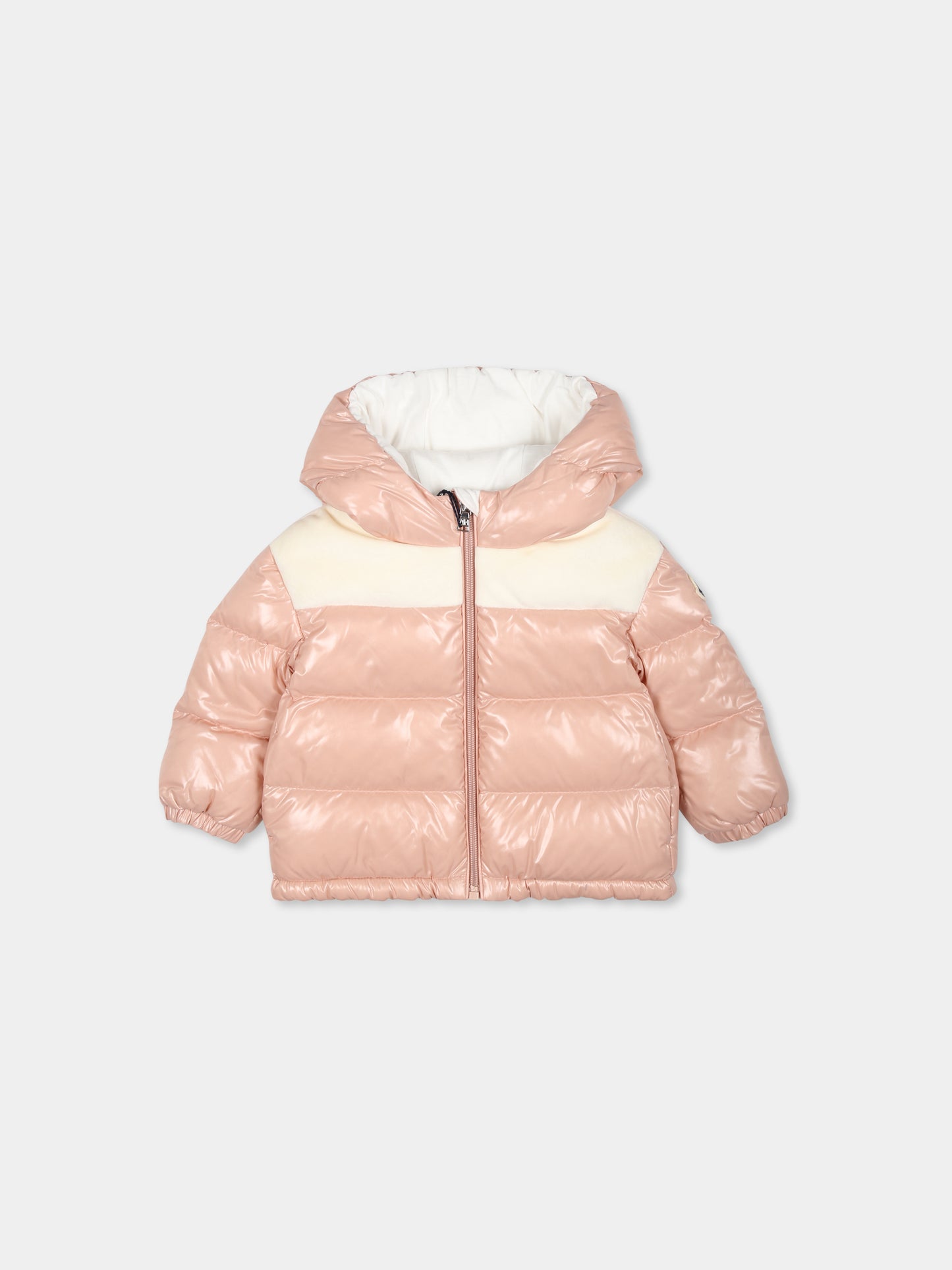 Piumino Lakisha rosa per neonata con patch logato,Moncler Kids,J2951 1A00040 5963V 512