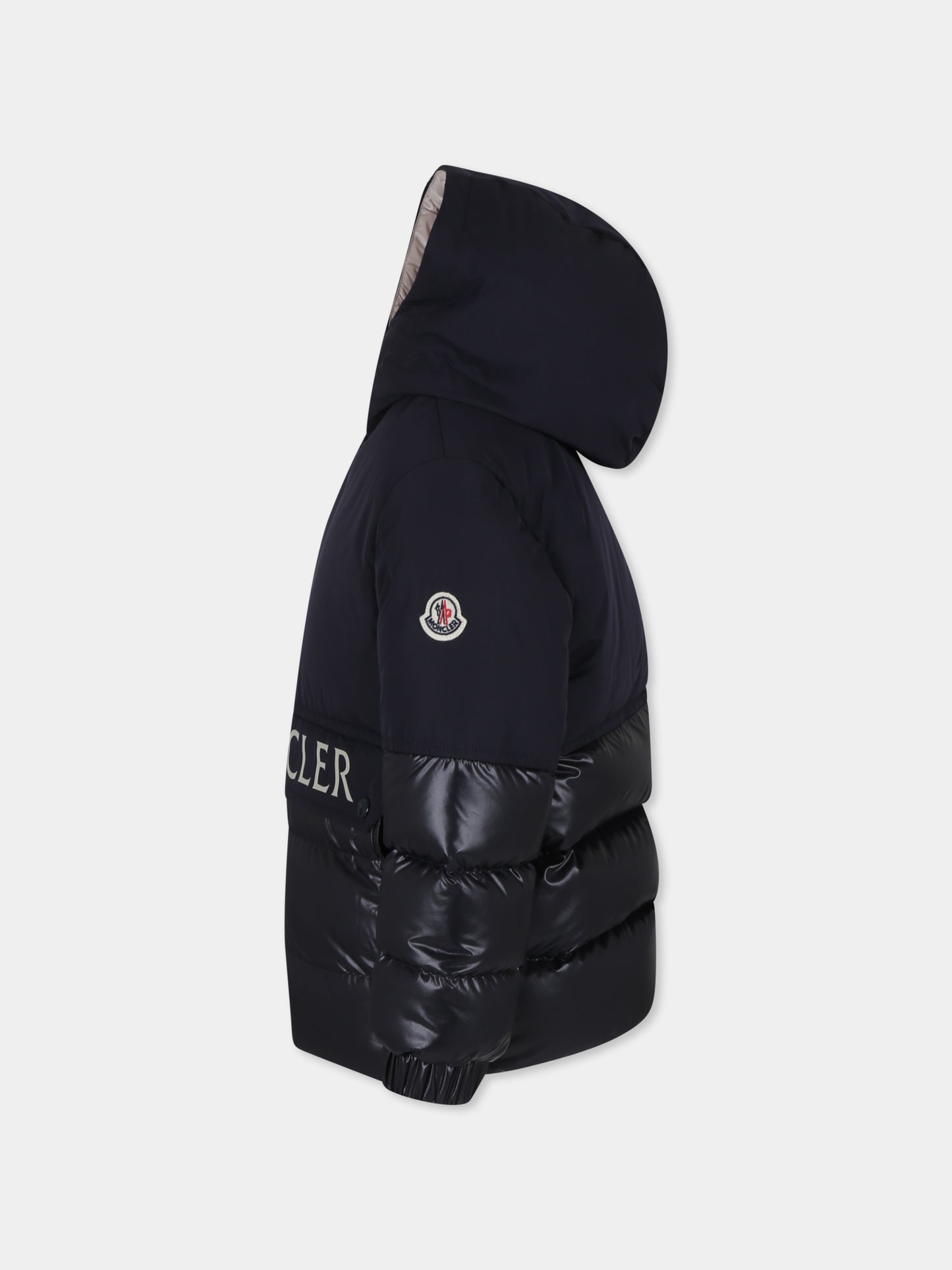 Piumino Andres blu per bambino con logo,Moncler Kids,J2954 1A00100 595ZJ 778