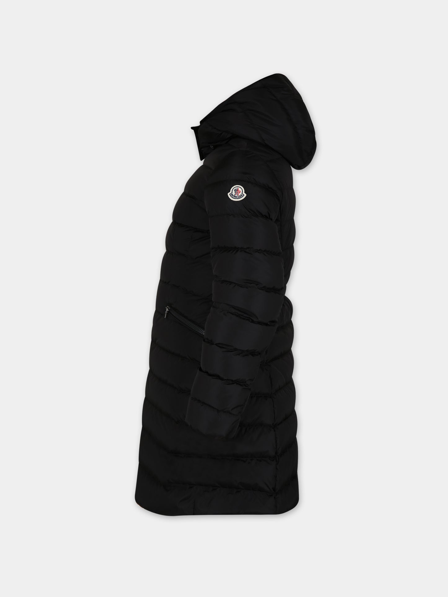 Piumino nero per bambina con iconico patch,Moncler Kids,J2954 1C50210 54155 999