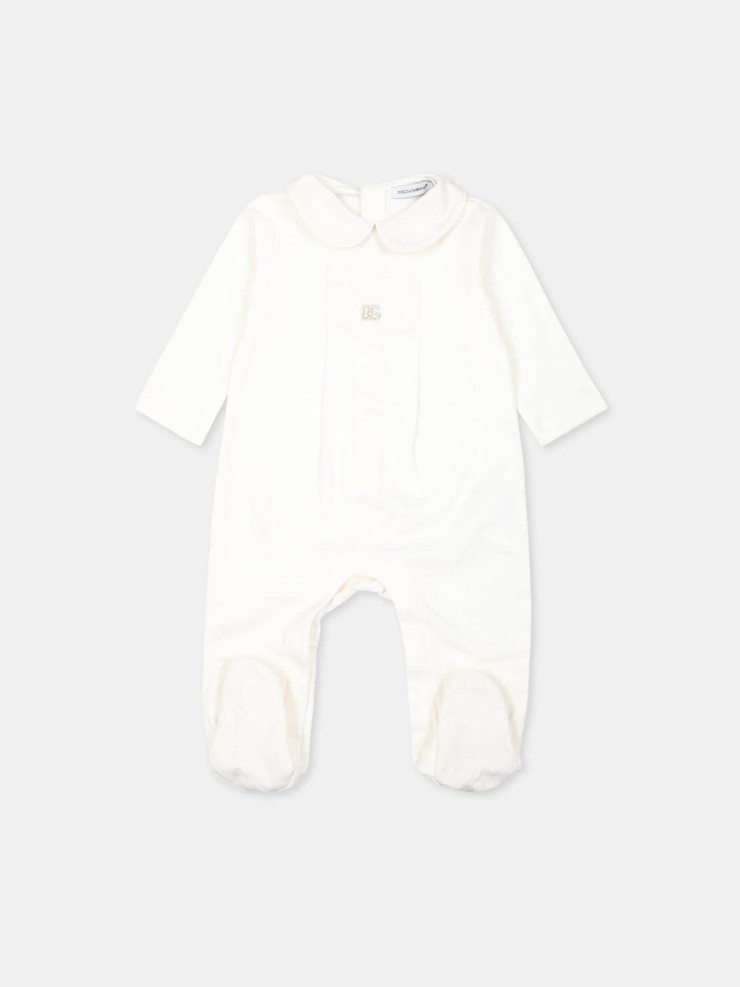 Set tutina bianco per neonati con logo DG,Dolce & Gabbana Kids,L1JO8D G7N3J S9000