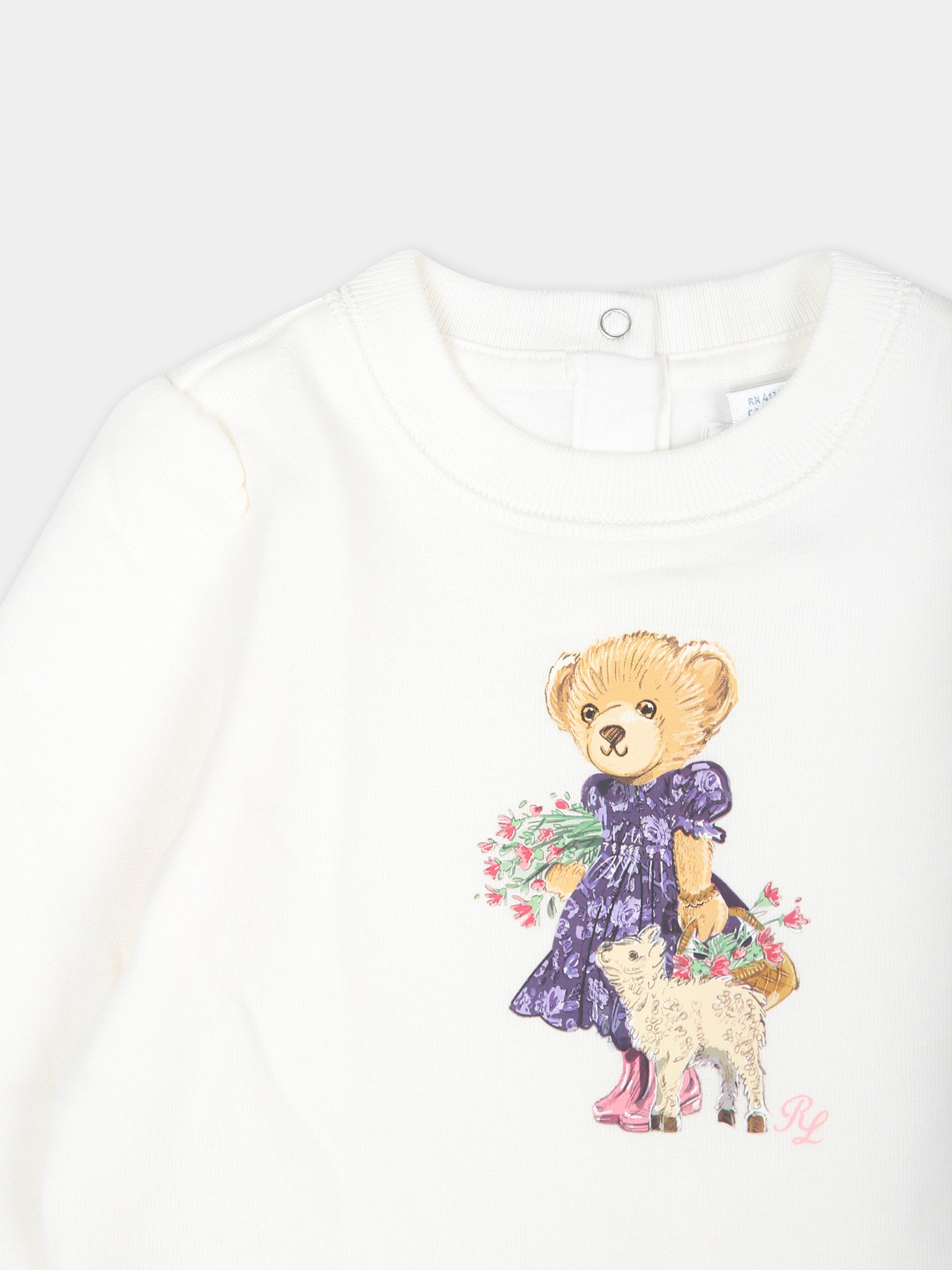 Tutina bianca per neonata con Polo Bear,Ralph Lauren Kids,955224001