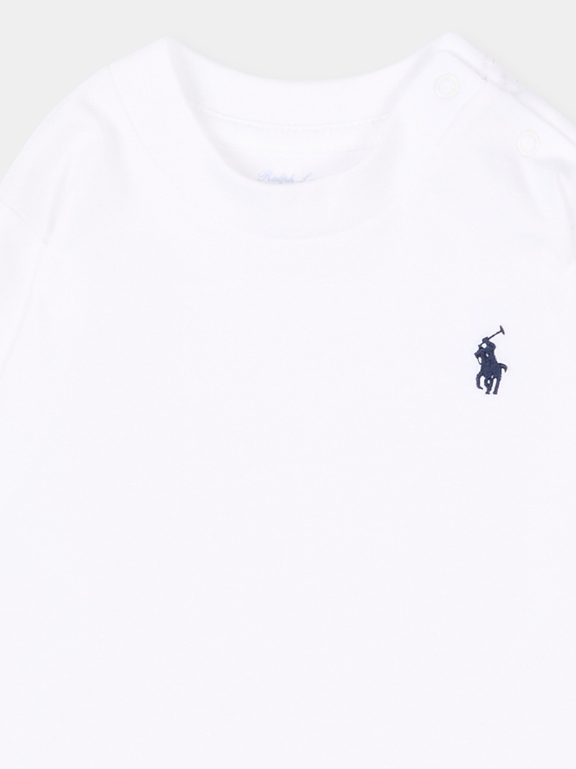 T-Shirt a manica lunga bianca per neonato,Ralph Lauren Kids,843804004