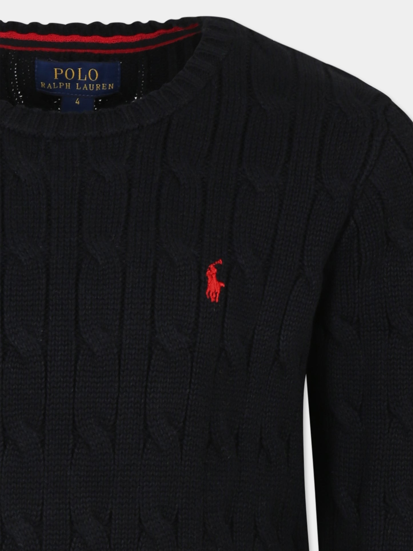 Maglione nero per bambino con cavallino,Ralph Lauren Kids,702674061