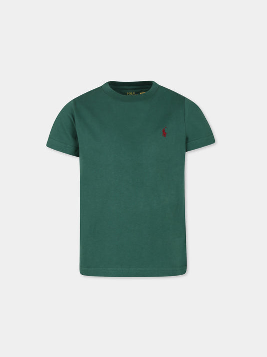 T-shirt verde per bambino con cavallino,Ralph Lauren Kids,832904163