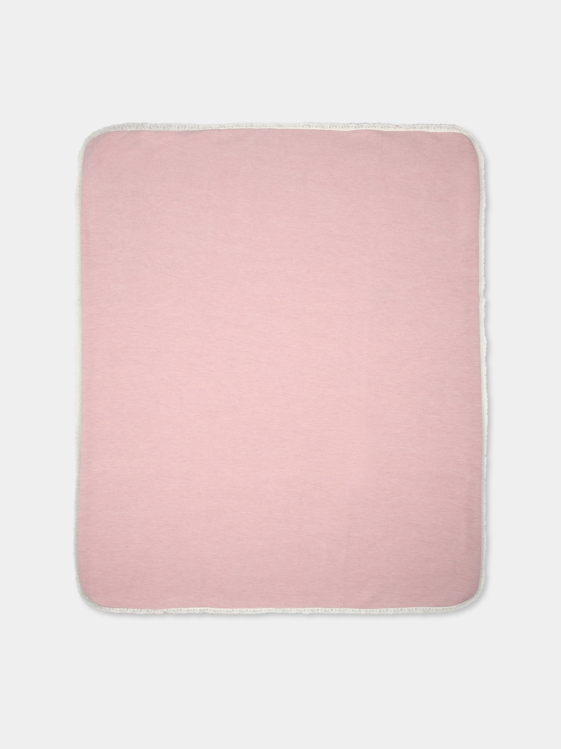 Coperta rosa per neonata con pizzo,La Stupenderia,TBCO10M48