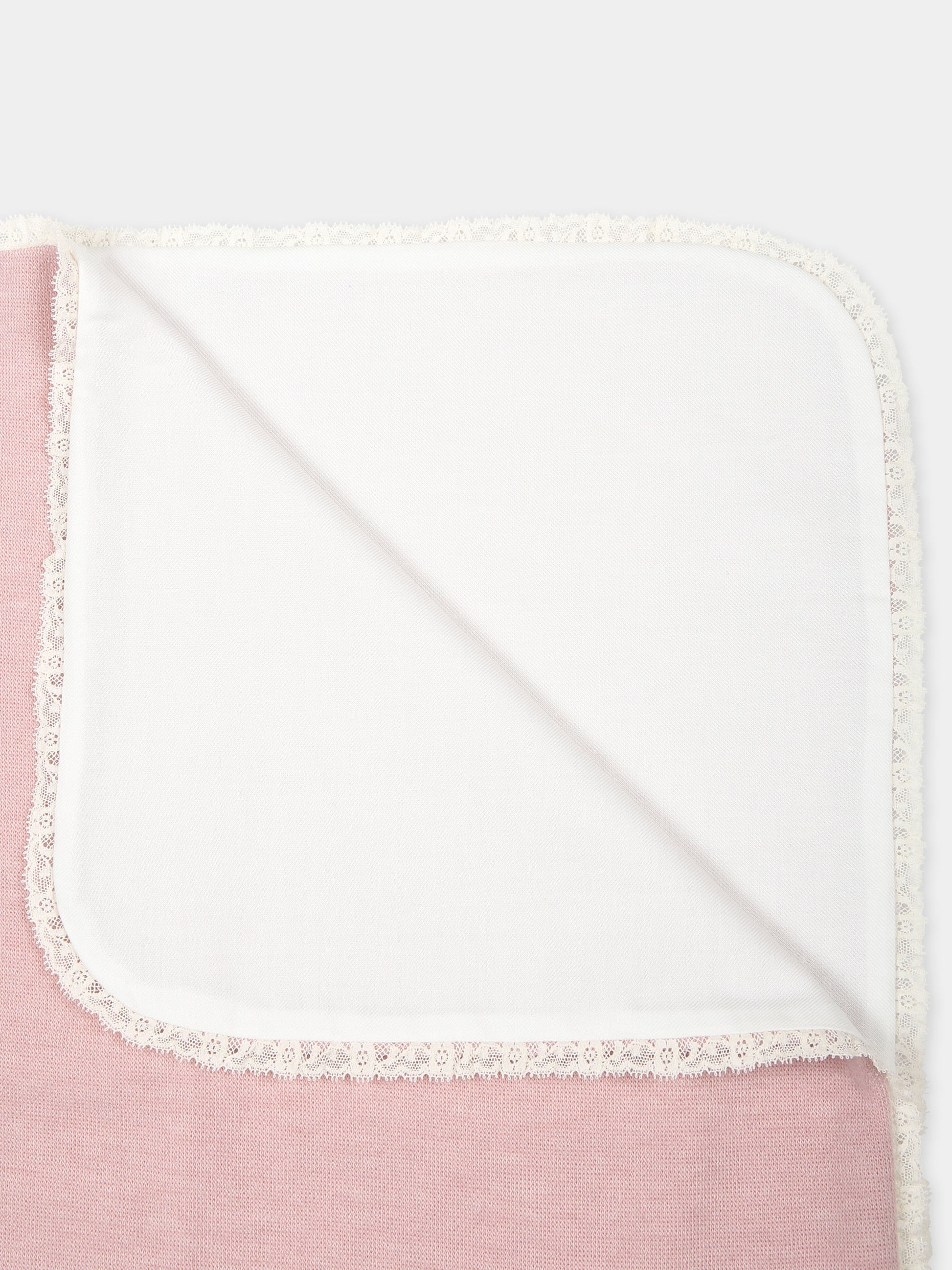 Coperta rosa per neonata con pizzo,La Stupenderia,TBCO10M48