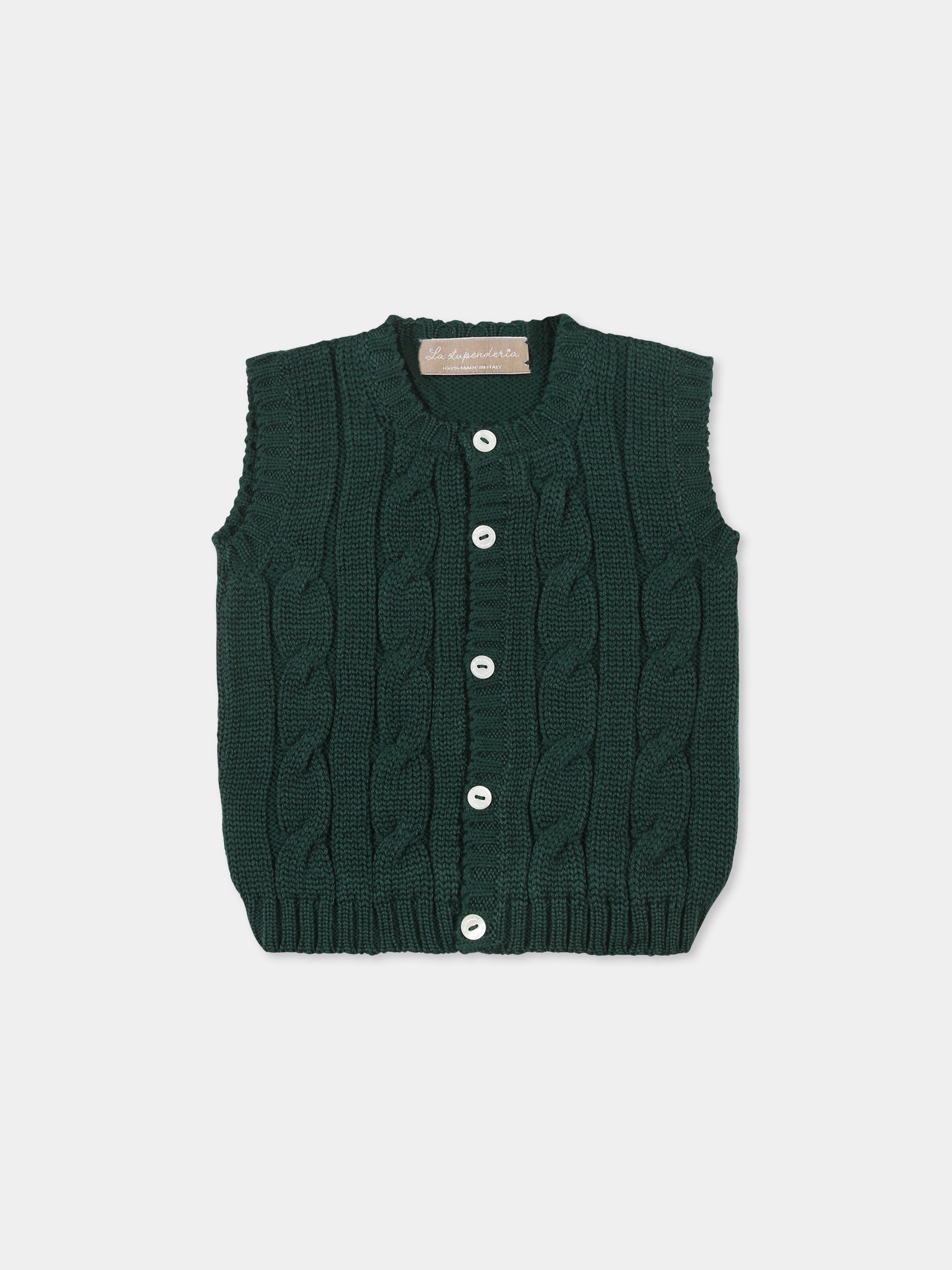 Maglia gilet verde per neonato,La Stupenderia,WCGL21827