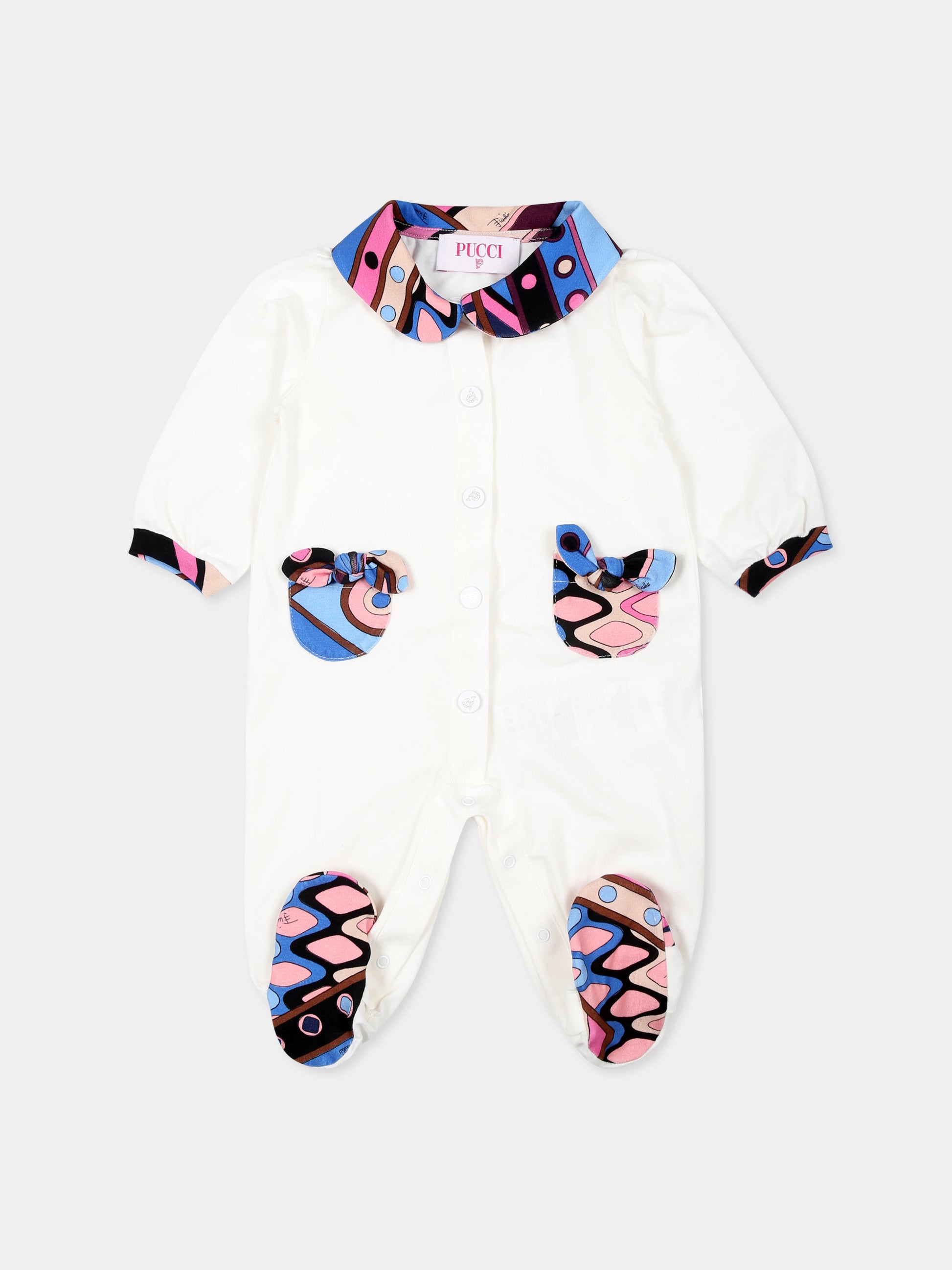 Set tutina avorio per neonata con stampa,Emilio Pucci Junior,PVB030 J0007 101