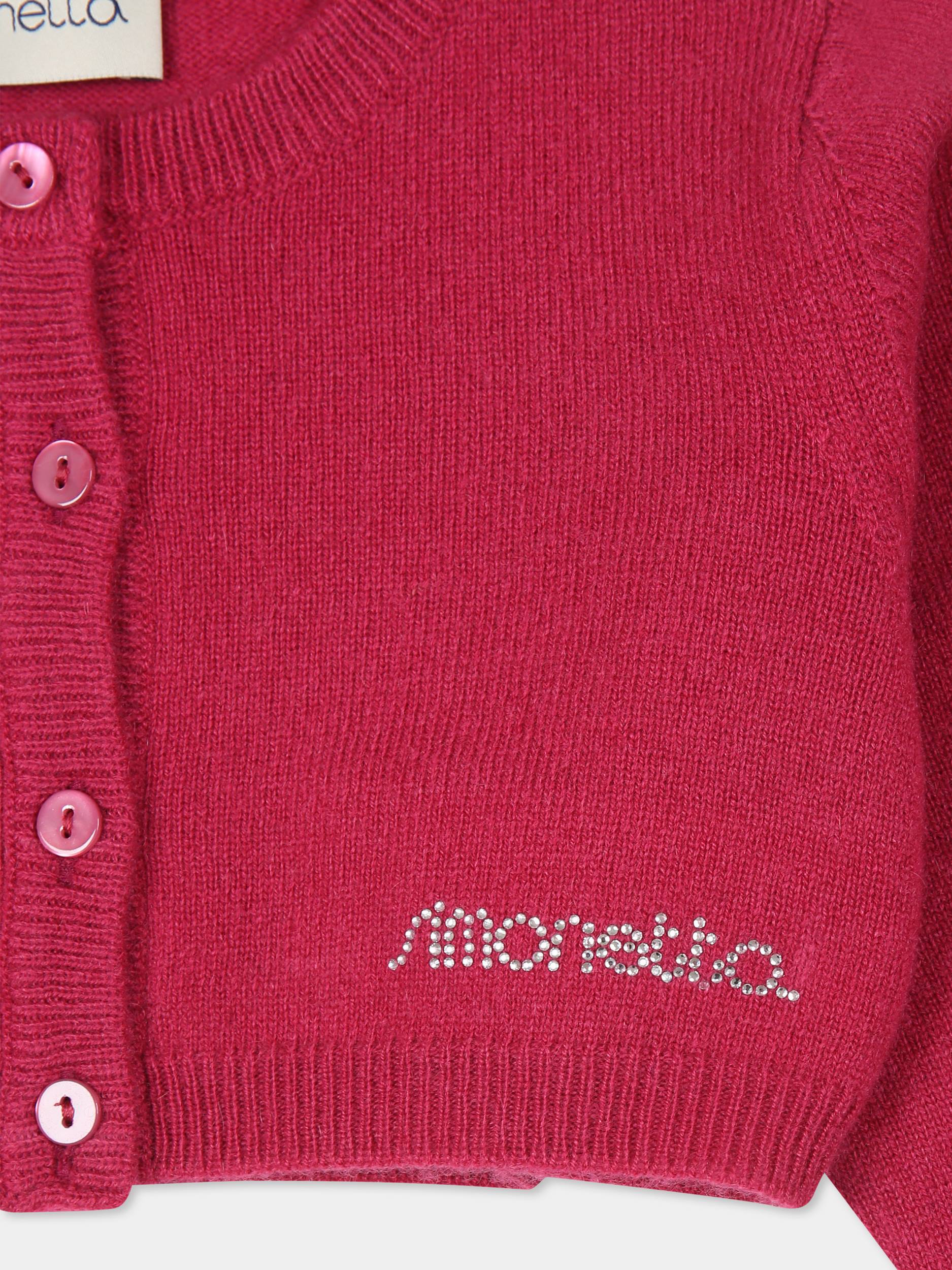 Cardigan crop fucsia con logo,Simonetta,SV9000 W0052 50L