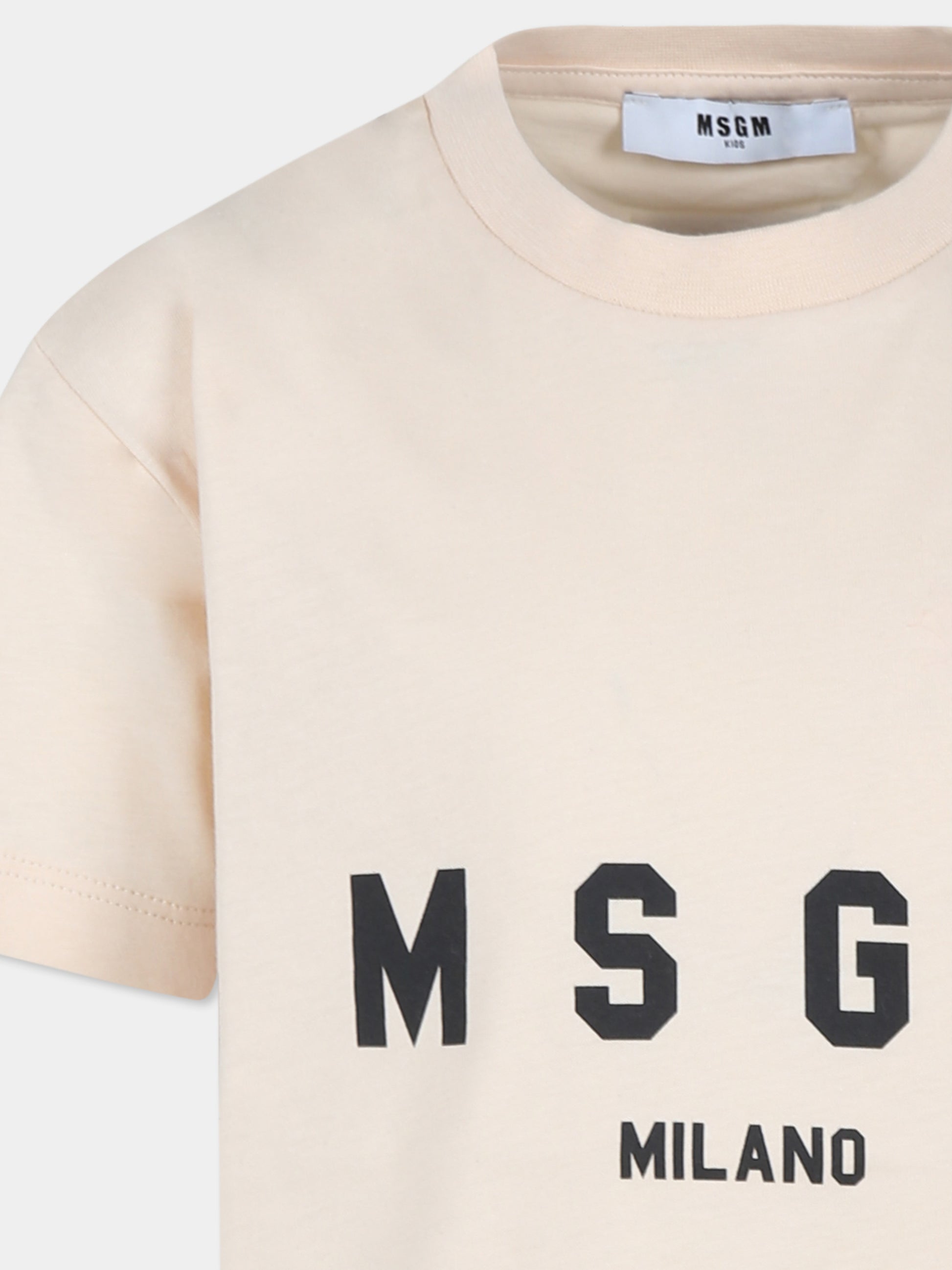 T-shirt avorio per bambini con logo,Msgm Kids,F4MSJUTH176 260