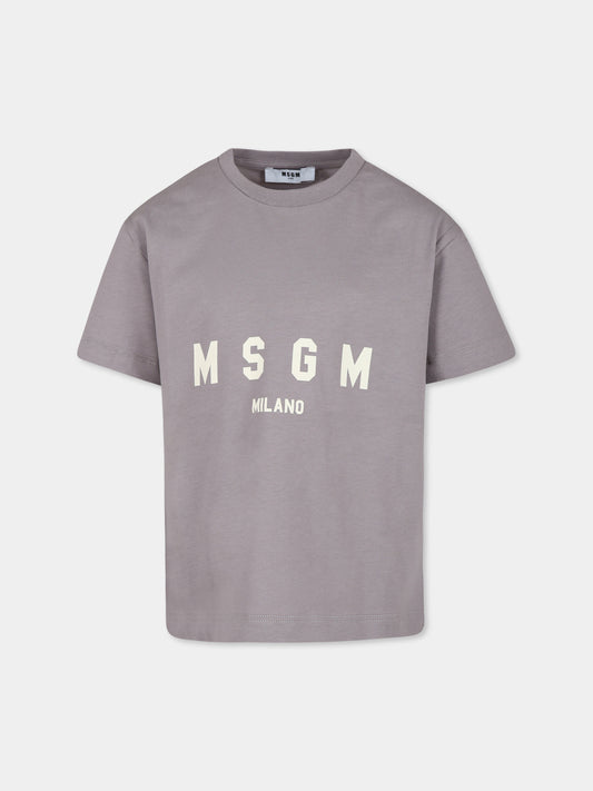 T-shirt beige per bambini con logo,Msgm Kids,F4MSJUTH176 180