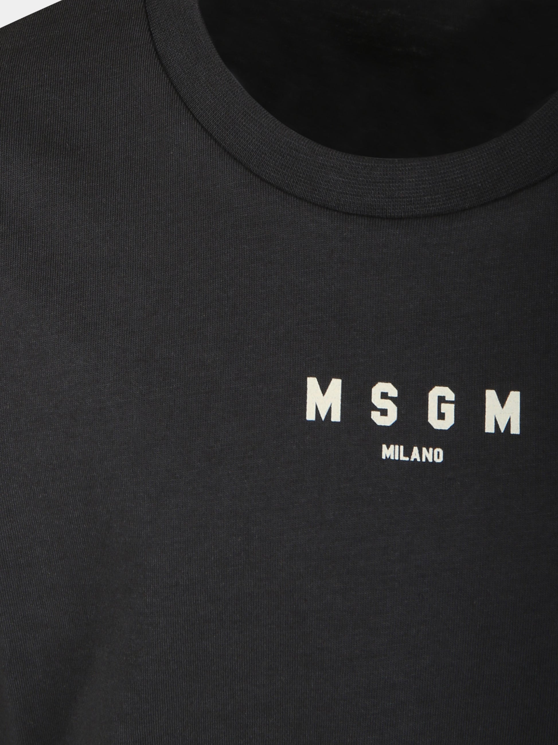 T-shirt nera per bambini con logo,Msgm Kids,F4MSJUTH175 103