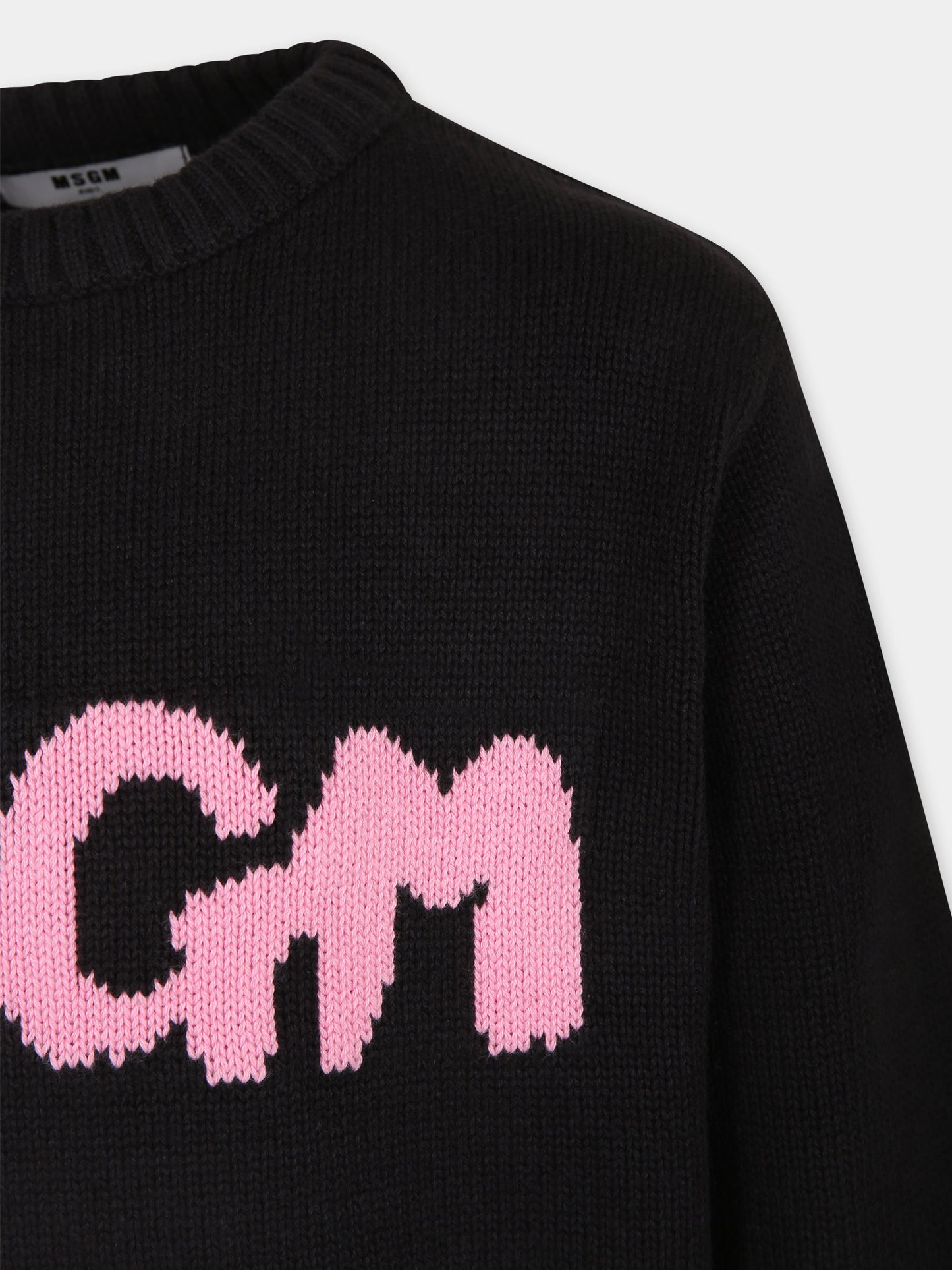 Maglione nero per bambina con logo,Msgm Kids,F4MSJUJP075 110/08