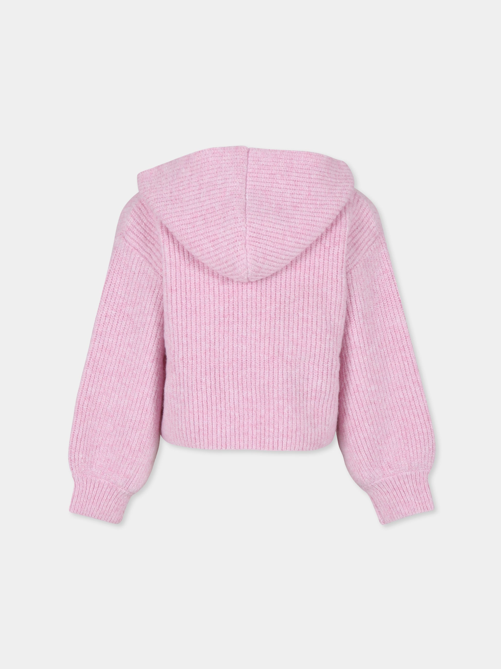 Maglione crop rosa per bambina con logo,Msgm Kids,F4MSJGJP078 042