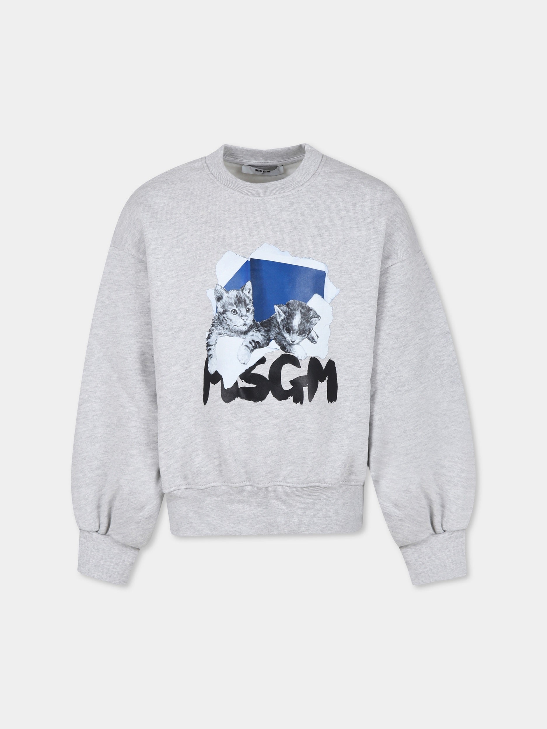 Felpa grigia per bambina con logo,Msgm Kids,F4MSJGSW256 107