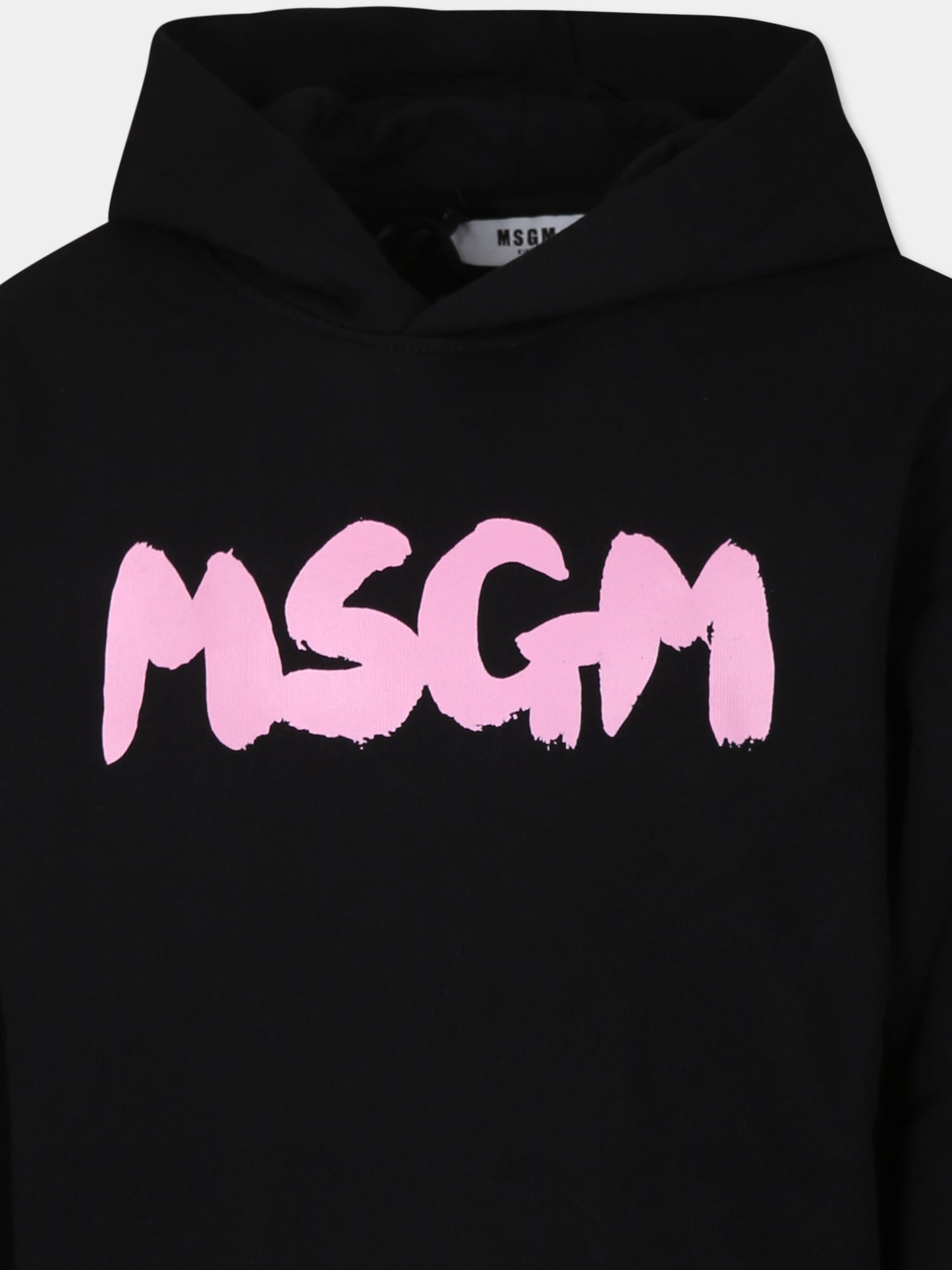 Felpa nera per bambina con logo rosa,Msgm Kids,F4MSJUHS057 110/08