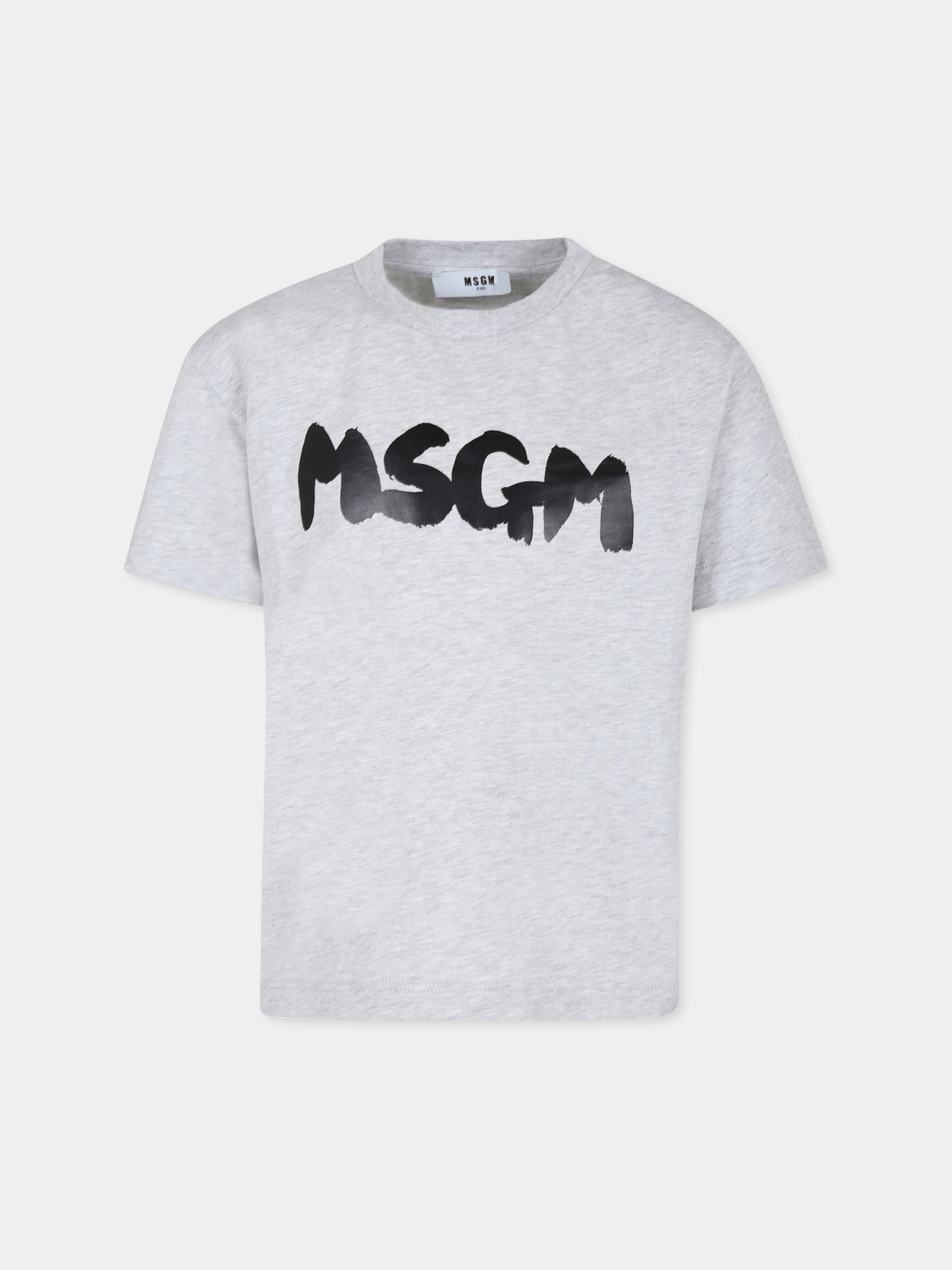 T-shirt grigia per bambini con logo,Msgm Kids,F4MSJUTH054 107