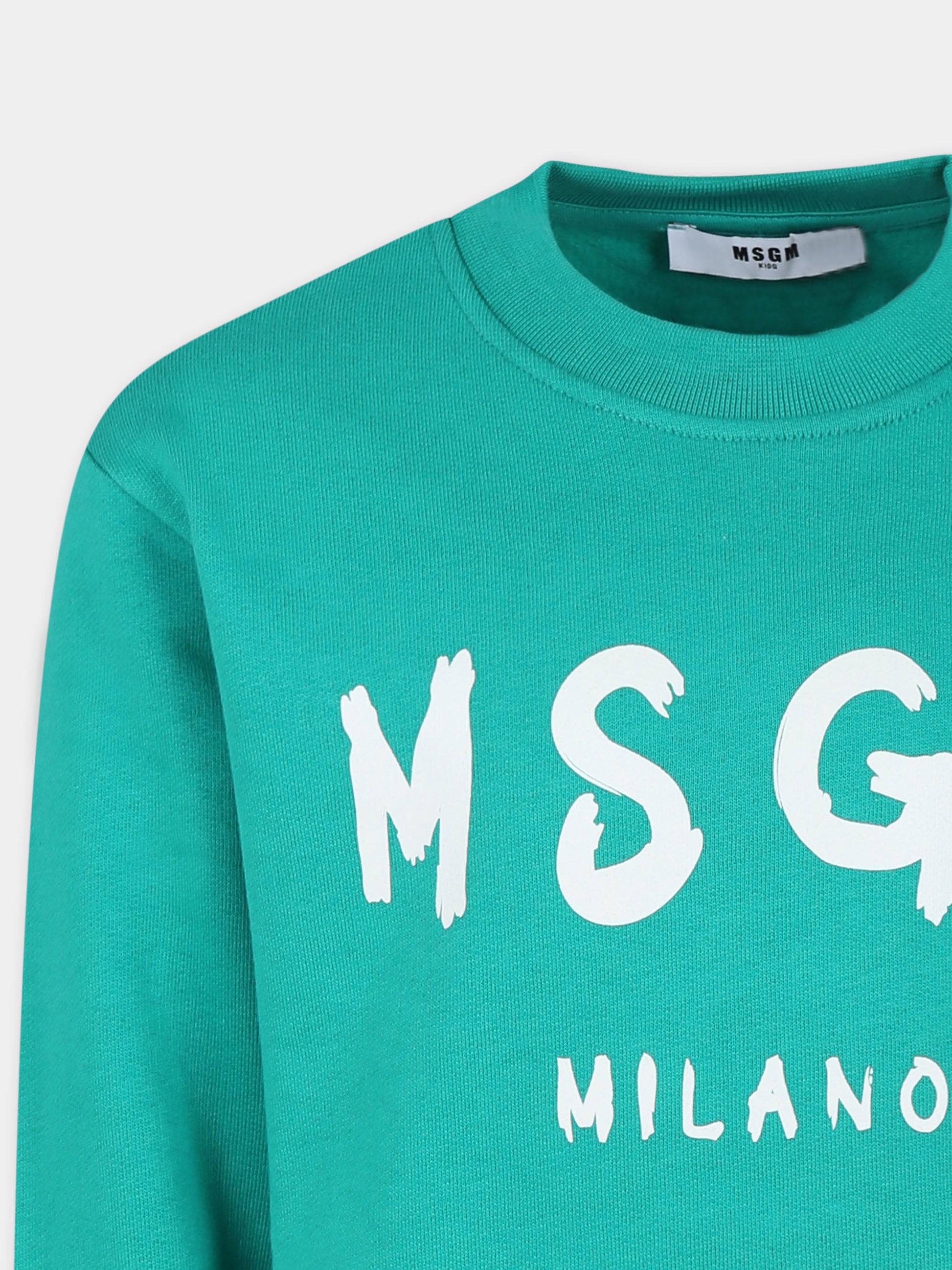 Felpa verde per bambini con logo,Msgm Kids,F4MSJUSW291 080