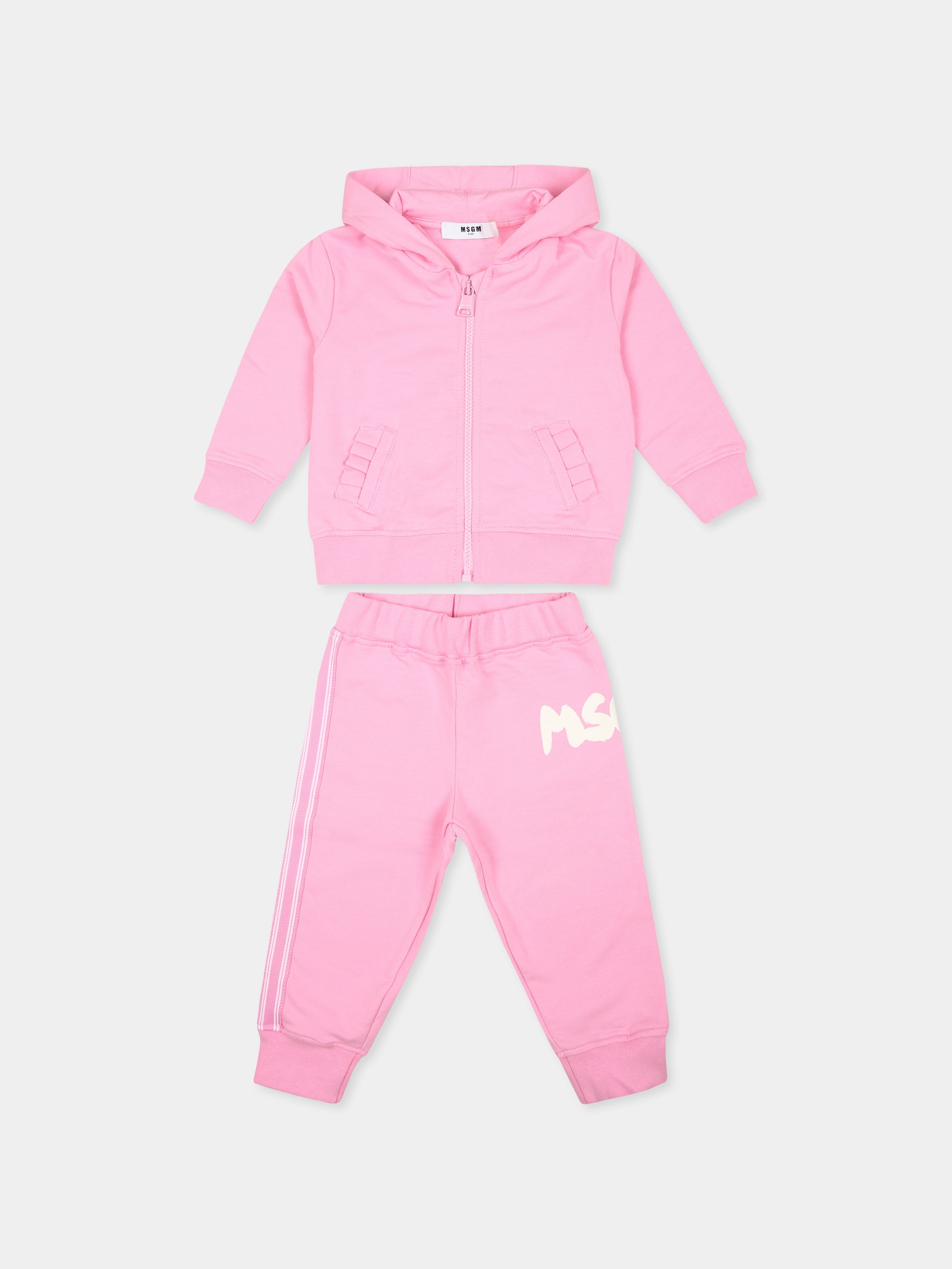 Completo rosa per neonata con logo,Msgm Kids,F4MSNGSF039 042