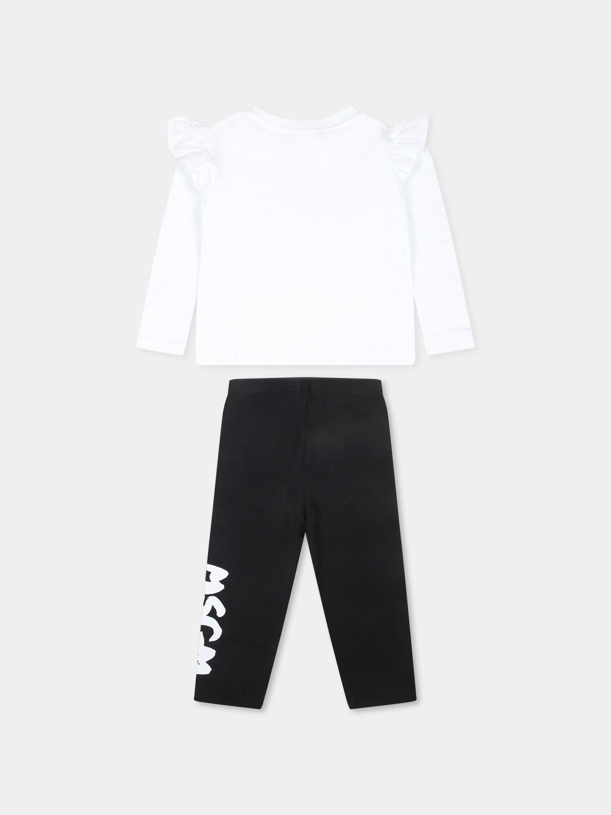 Completo bianco per neonata con logo,Msgm Kids,F4MSNGTL284 001/01