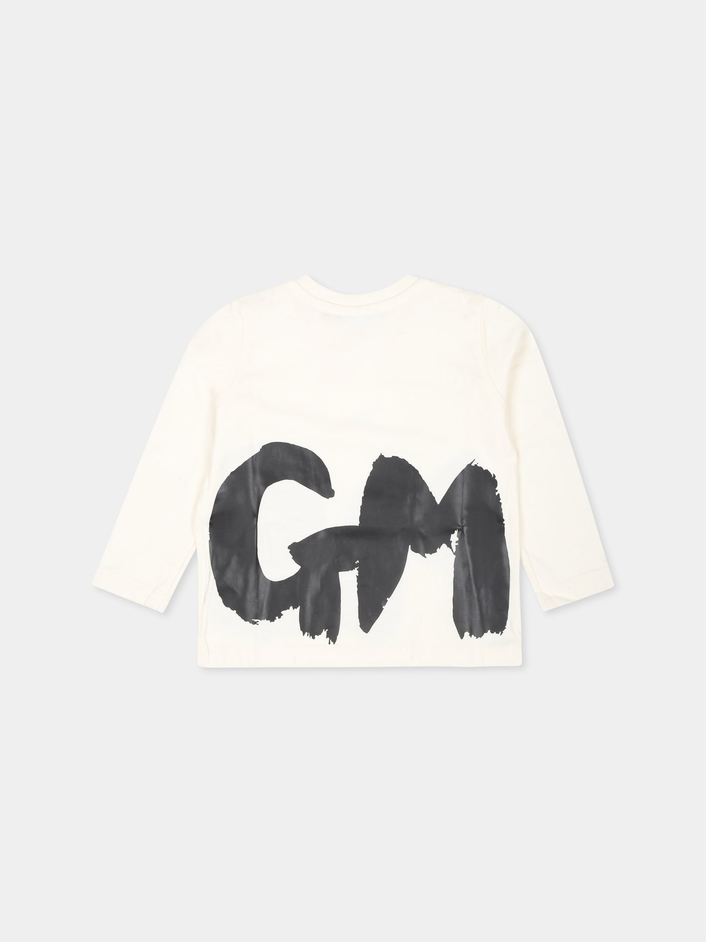 T-shirt avorio per neonati con logo,Msgm Kids,F4MSUNTH266 013